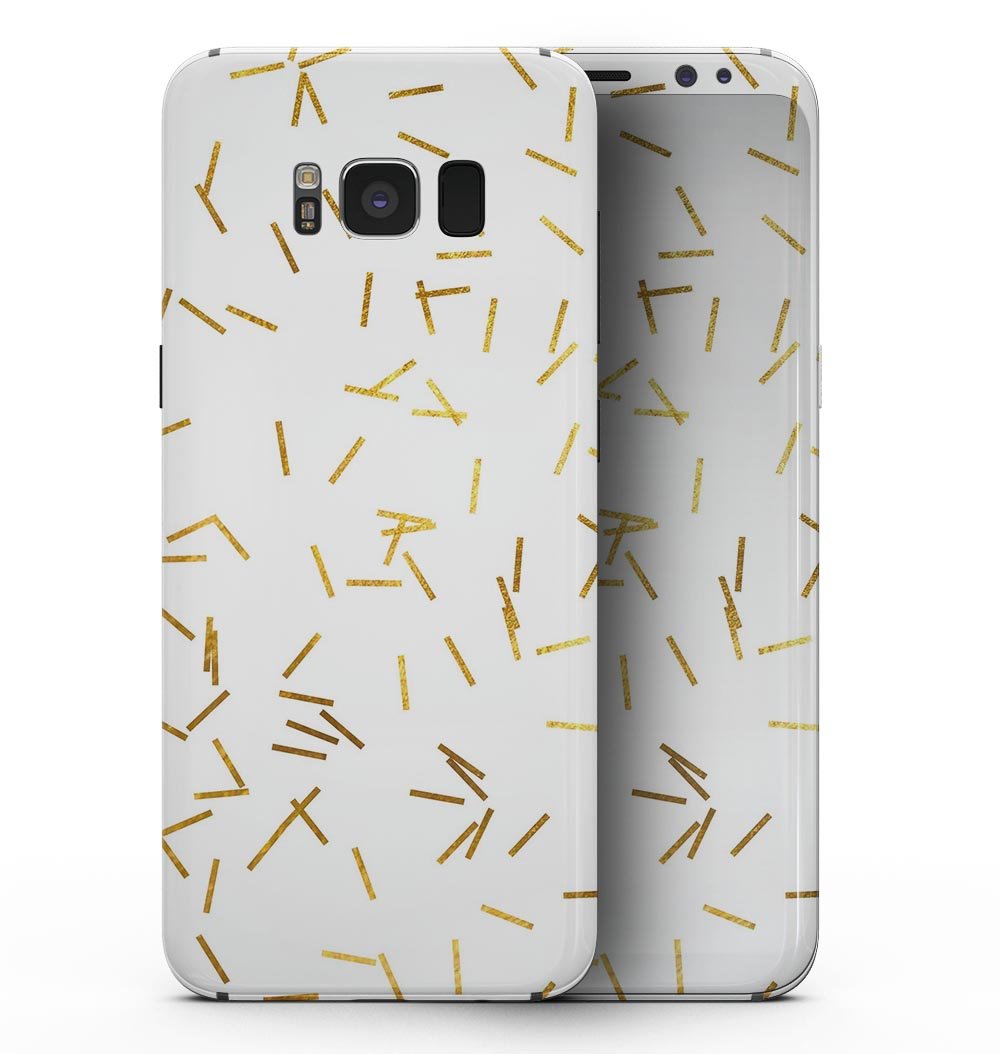 Golden Scattered Candy Sticks skin kit for Samsung Galaxy S8, showcasing vibrant design and premium vinyl material.