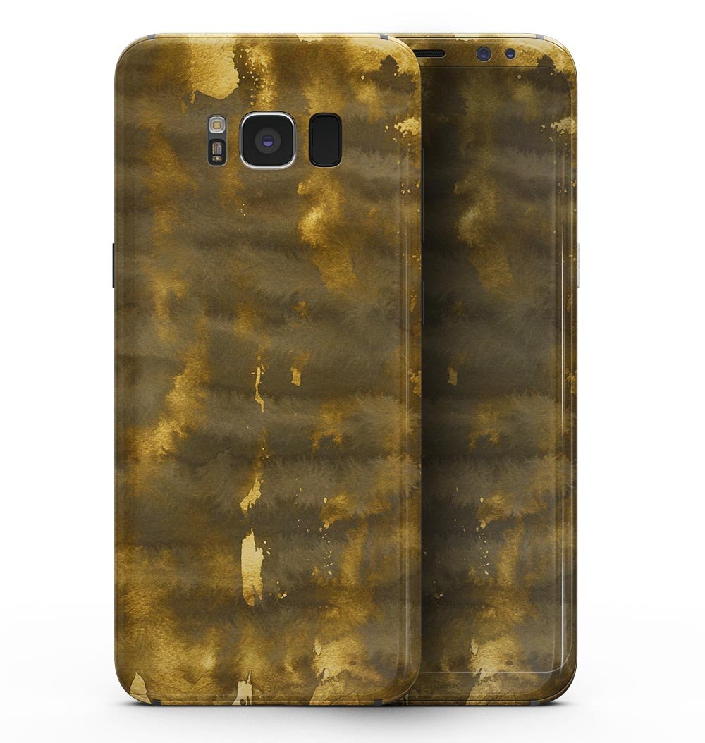 Golden Smoked Feathers skin kit for Samsung Galaxy S8, showcasing a stylish feather design on a sleek device.