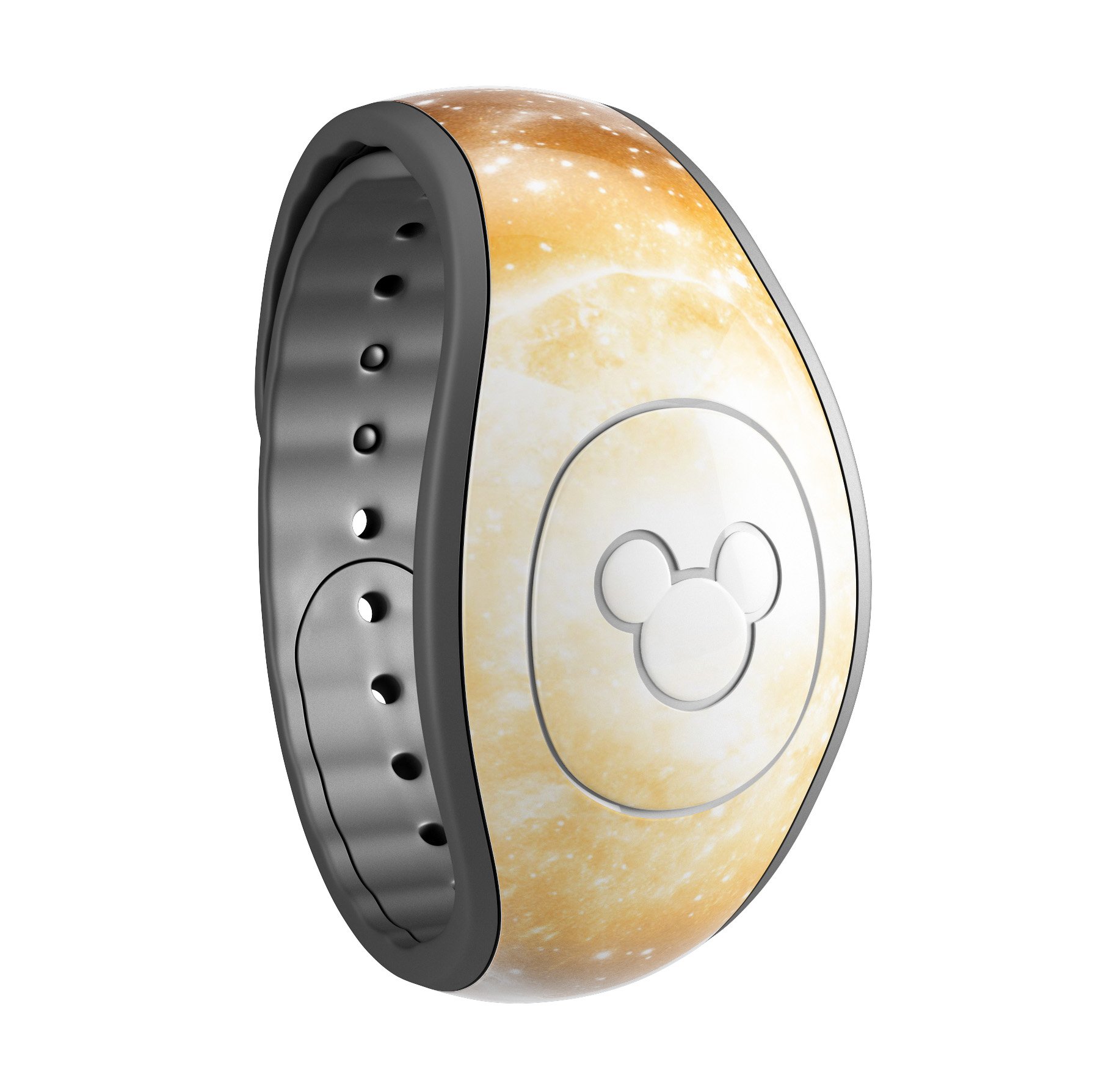 Golden Space Swirl decal skin wrap kit for Disney Magic Band, showcasing vibrant colors and unique design.