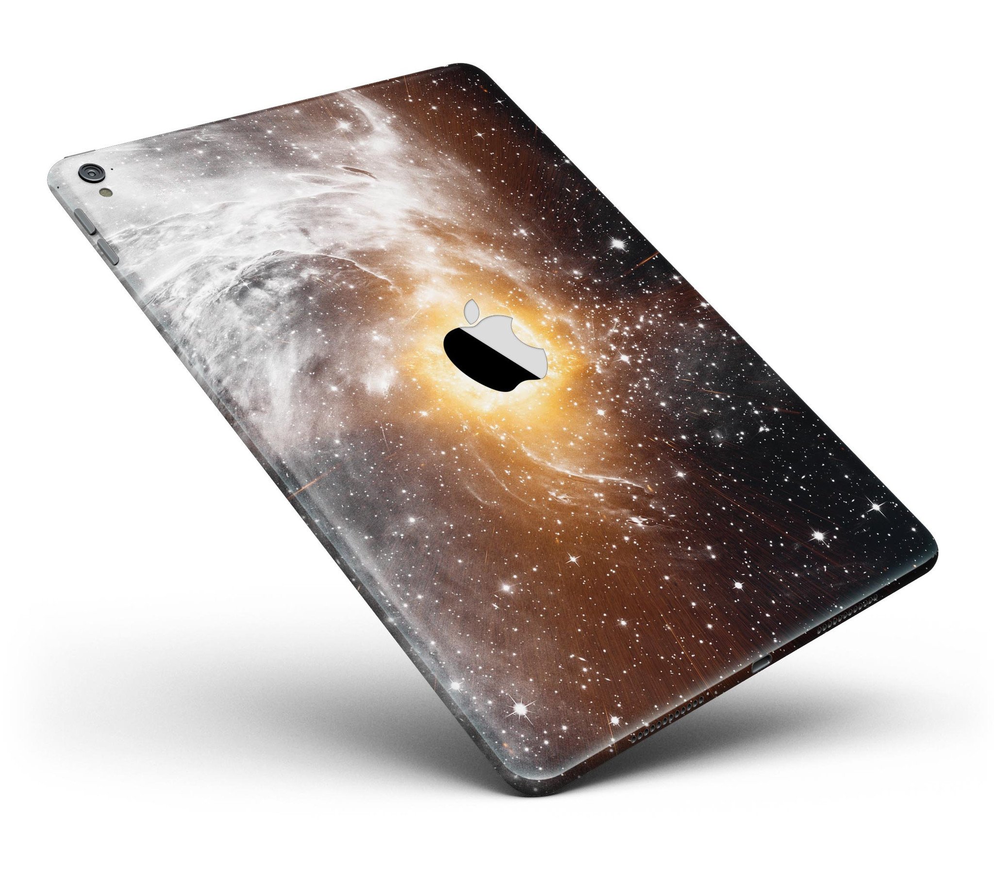 Golden Space Swirl Full Body Skin for iPad Pro, showcasing vibrant colors and sleek design.