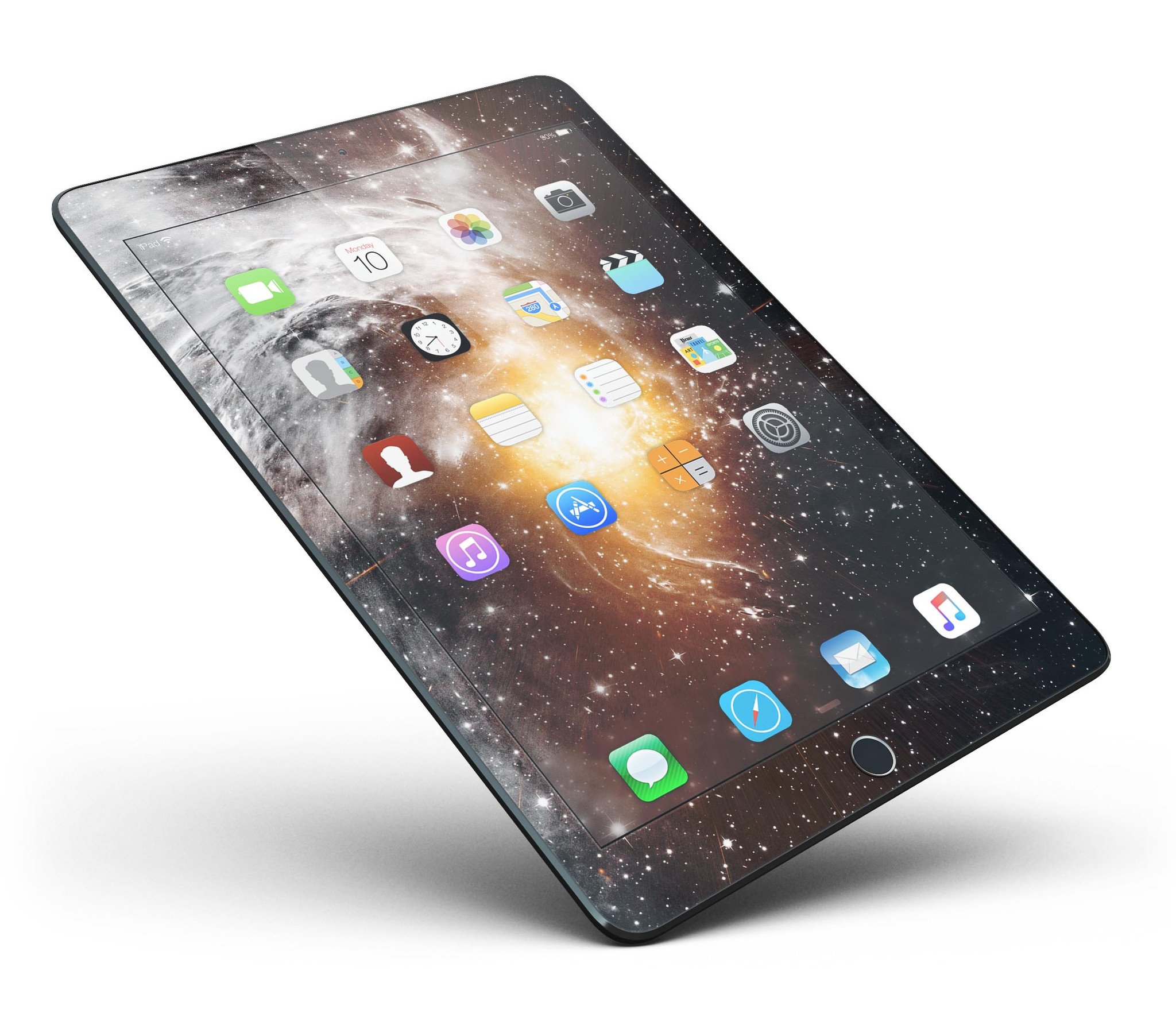 Golden Space Swirl Full Body Skin for iPad Pro, showcasing vibrant colors and sleek design.