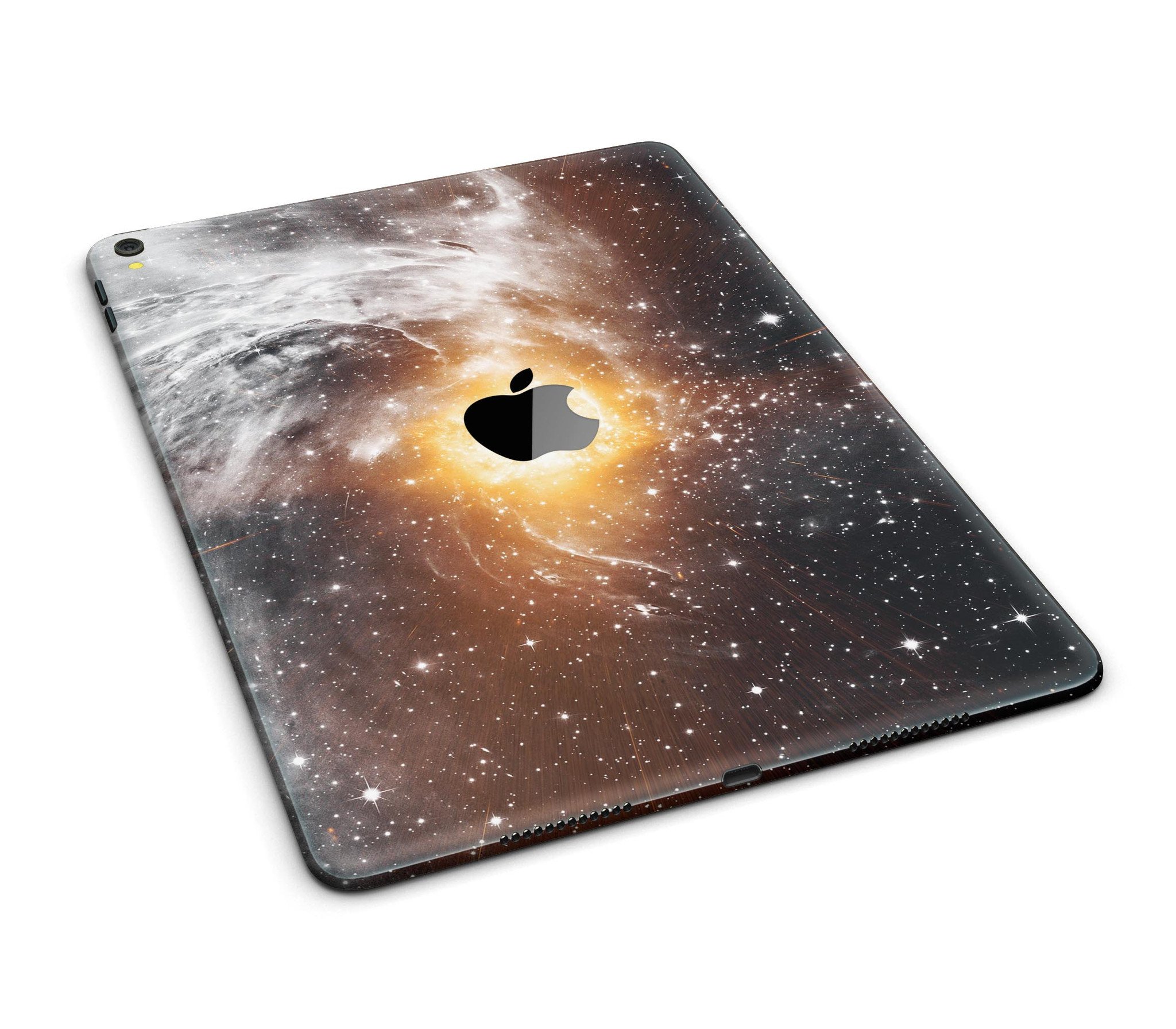 Golden Space Swirl Full Body Skin for iPad Pro, showcasing vibrant colors and sleek design.