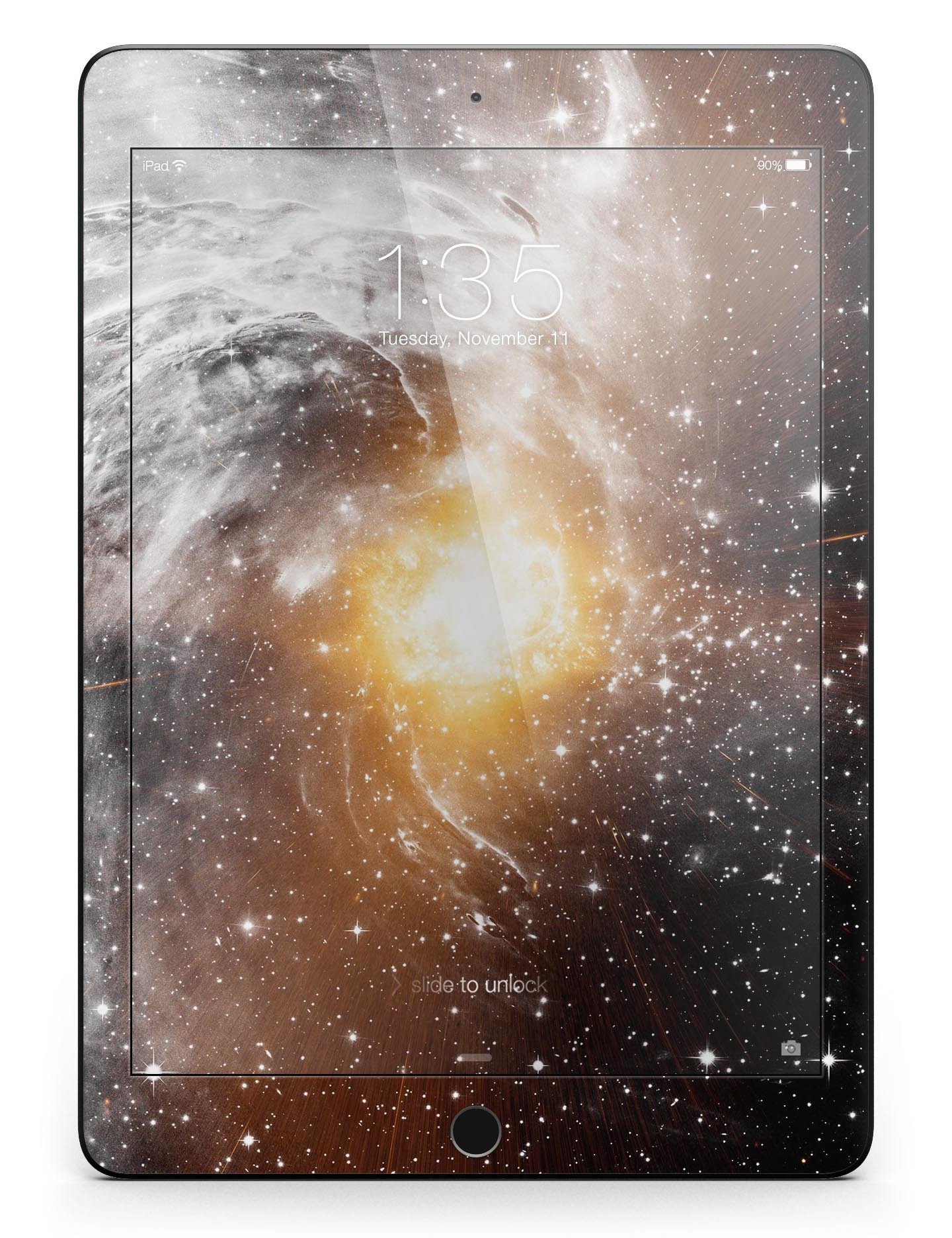 Golden Space Swirl Full Body Skin for iPad Pro, showcasing vibrant colors and sleek design.