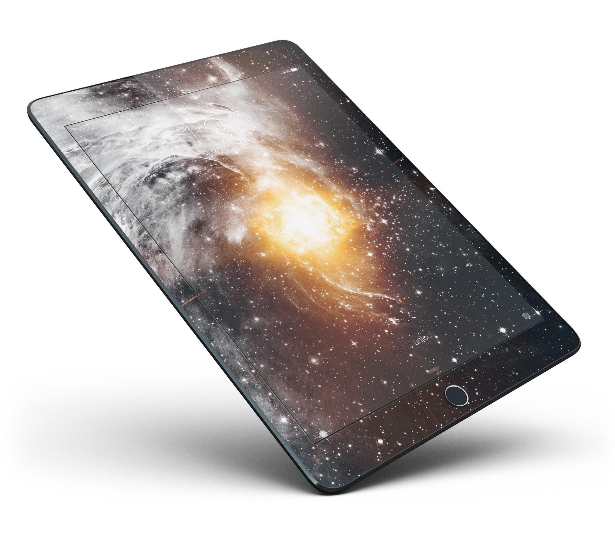 Golden Space Swirl Full Body Skin for iPad Pro, showcasing vibrant colors and sleek design.