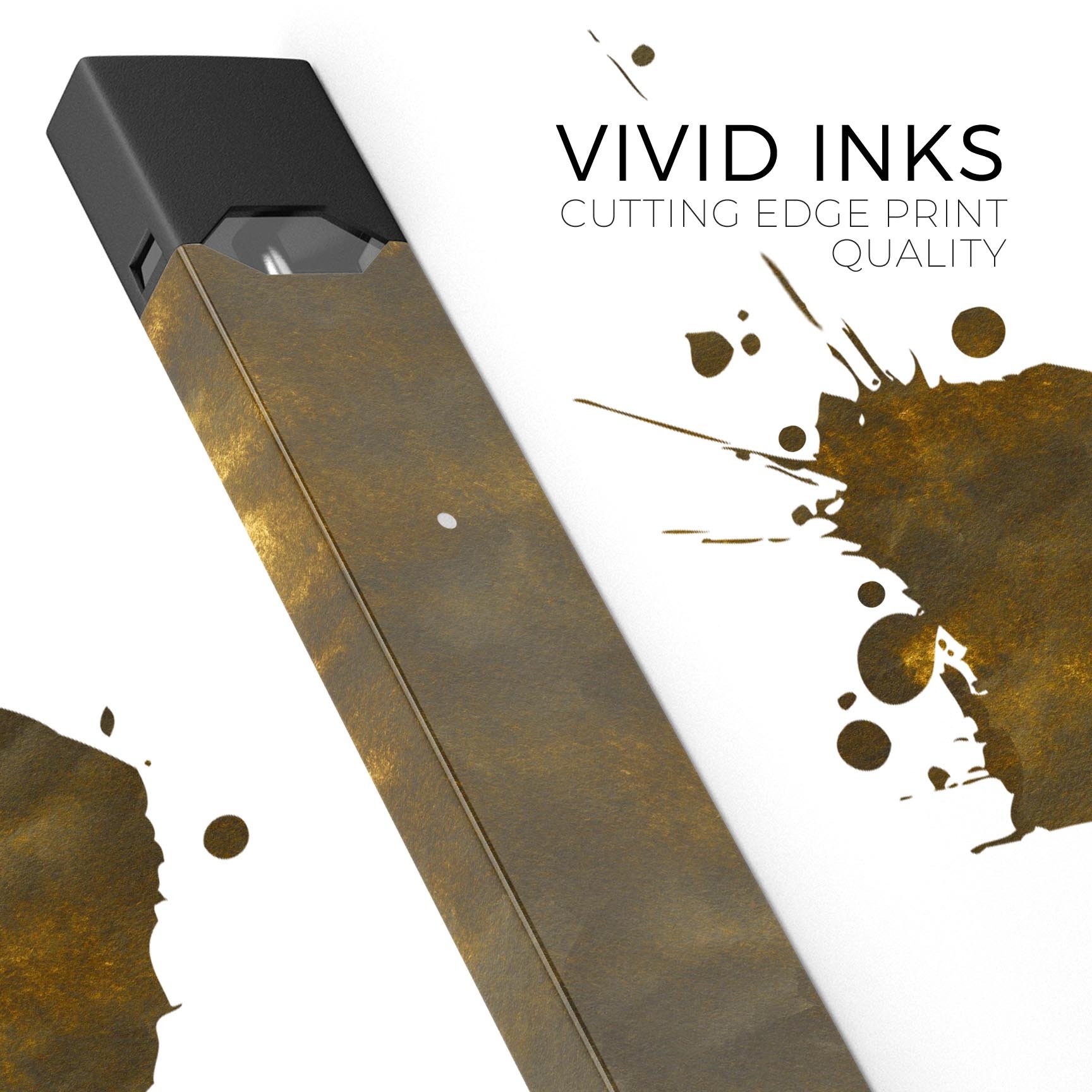 Golden Speckles with Smoke skin-wrap for JUUL device, showcasing vibrant design and protective features.