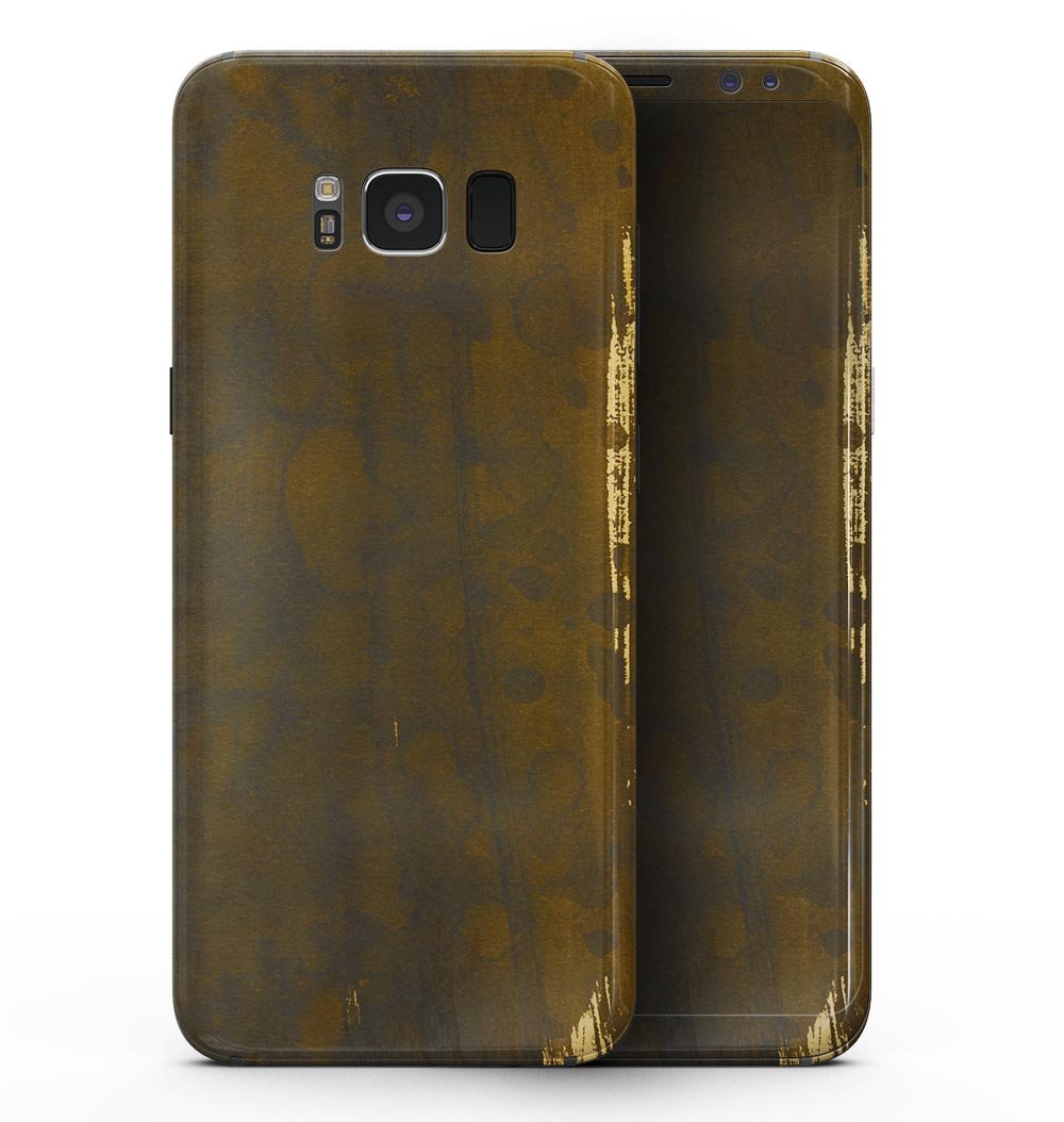 Golden Stained Splattered skin kit for Samsung Galaxy S8, showcasing vibrant colors and unique design for device personalization.