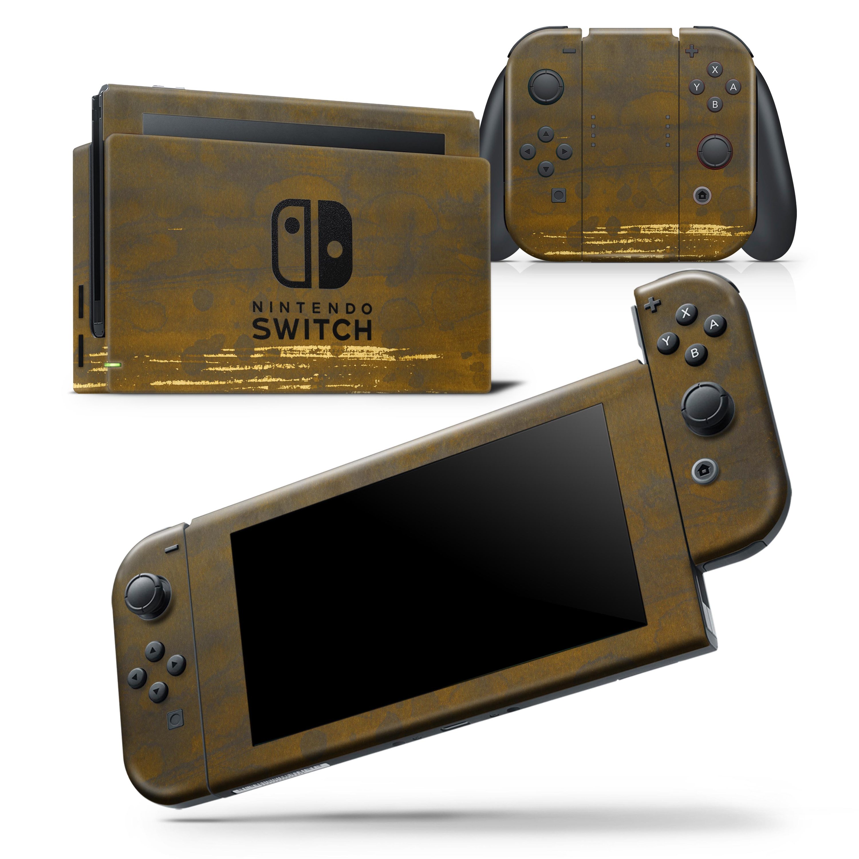 Golden Stained Splattered skin wrap decal for Nintendo Switch Lite, showcasing vibrant colors and a sleek design.