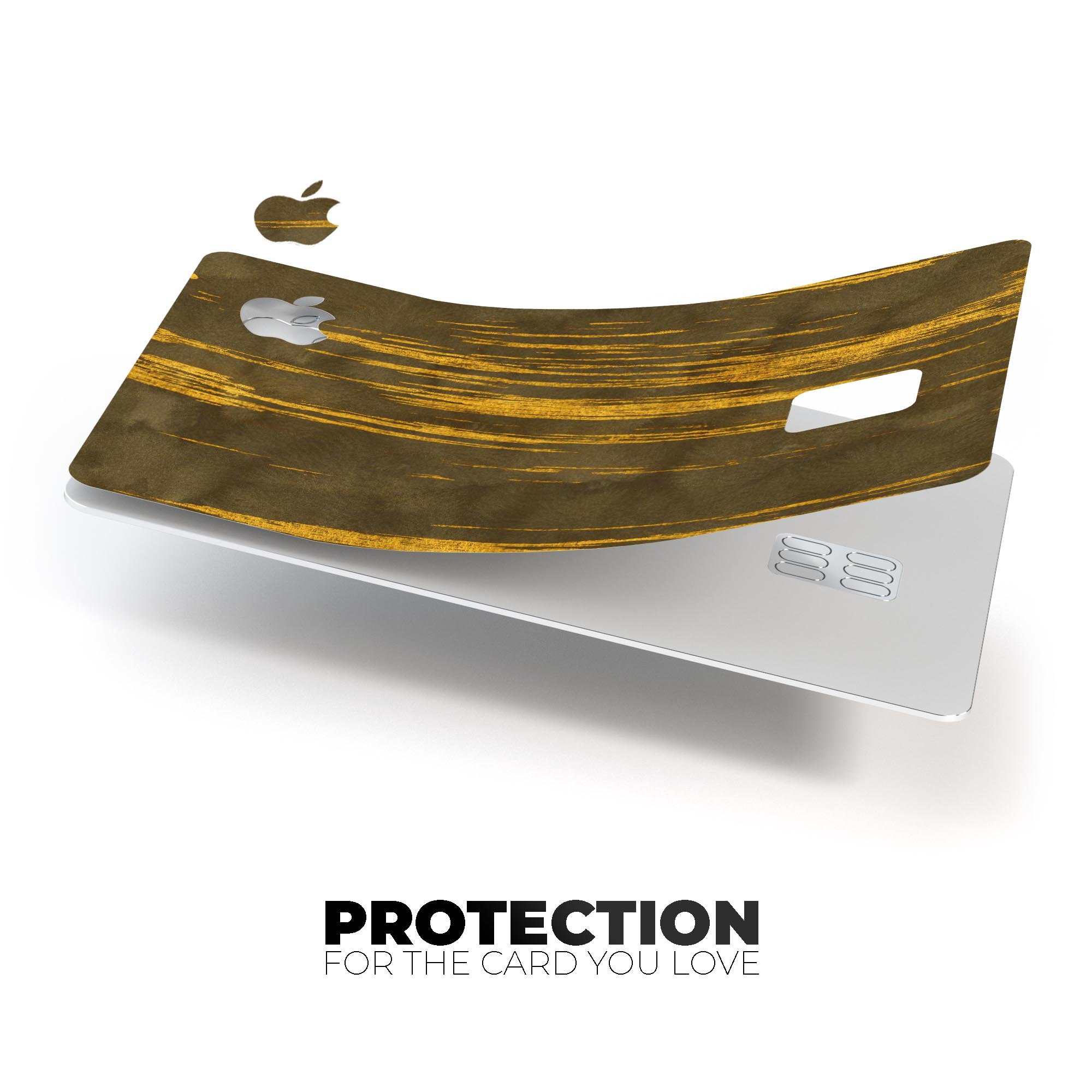 Golden Stratus Clouds V1 decal skin for Apple Card, showcasing premium vinyl design with a glossy finish.