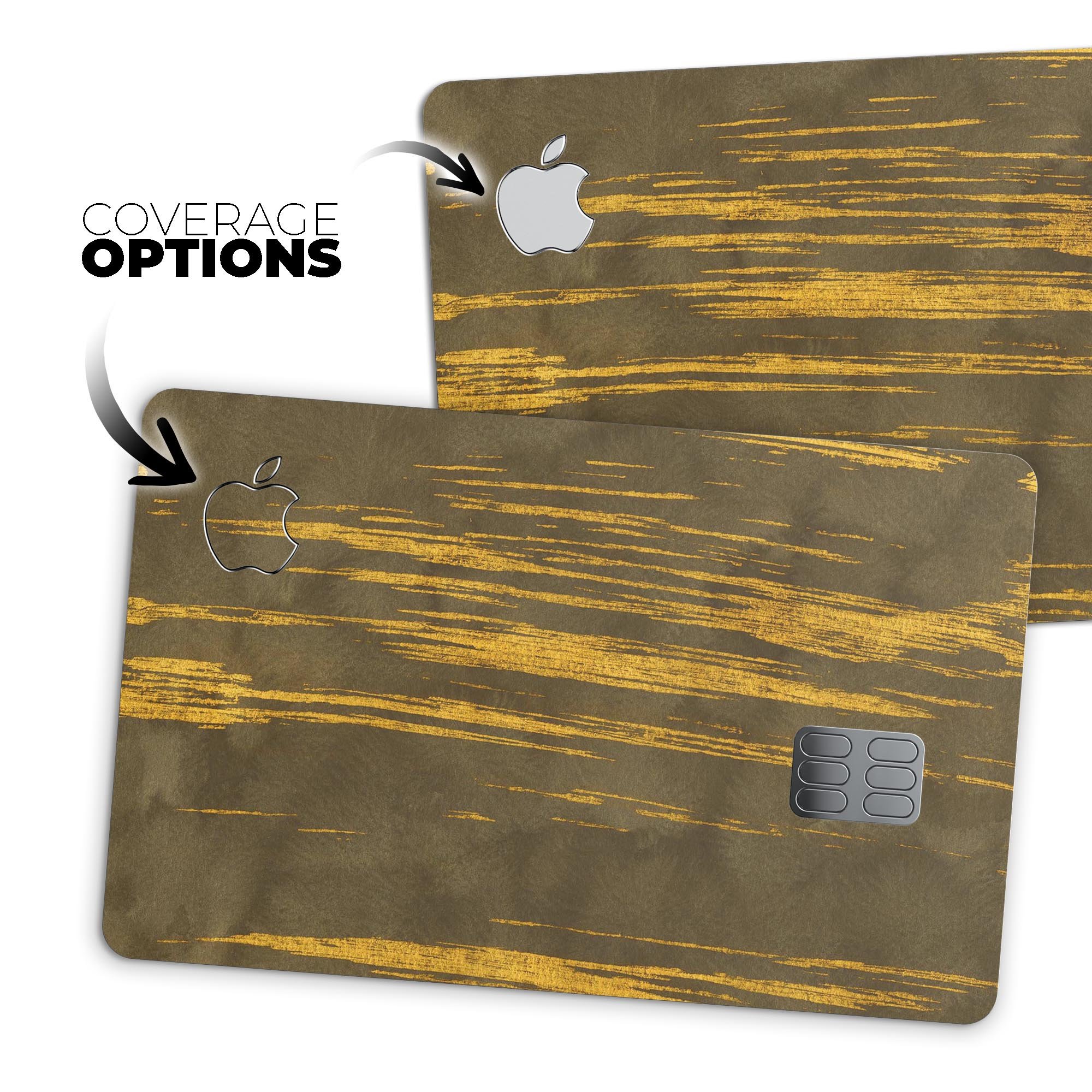 Golden Stratus Clouds V1 decal skin for Apple Card, showcasing premium vinyl design with a glossy finish.