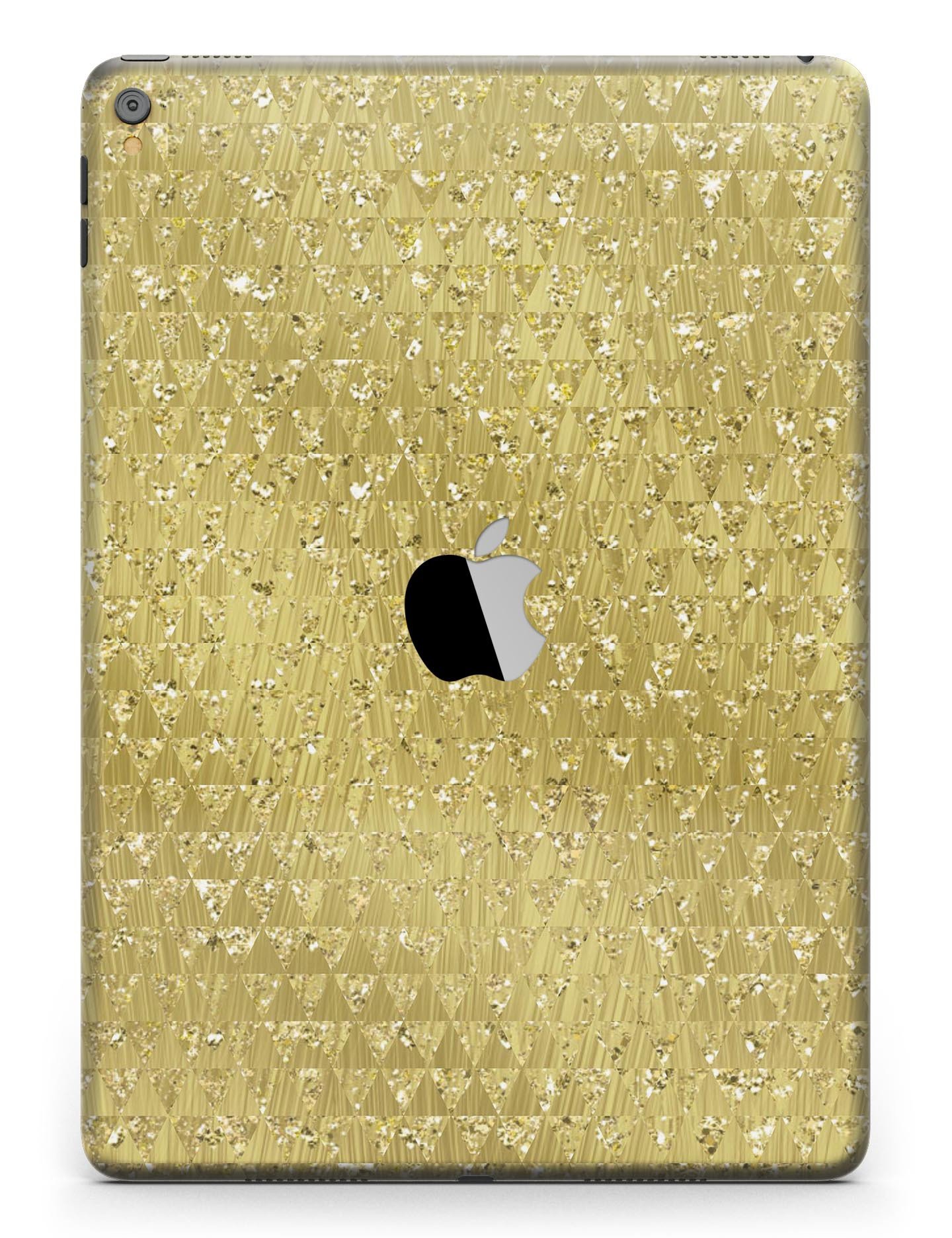 Golden Triangle Glimmer Pattern Full Body Skin for iPad Pro, showcasing vibrant geometric design and premium vinyl material.