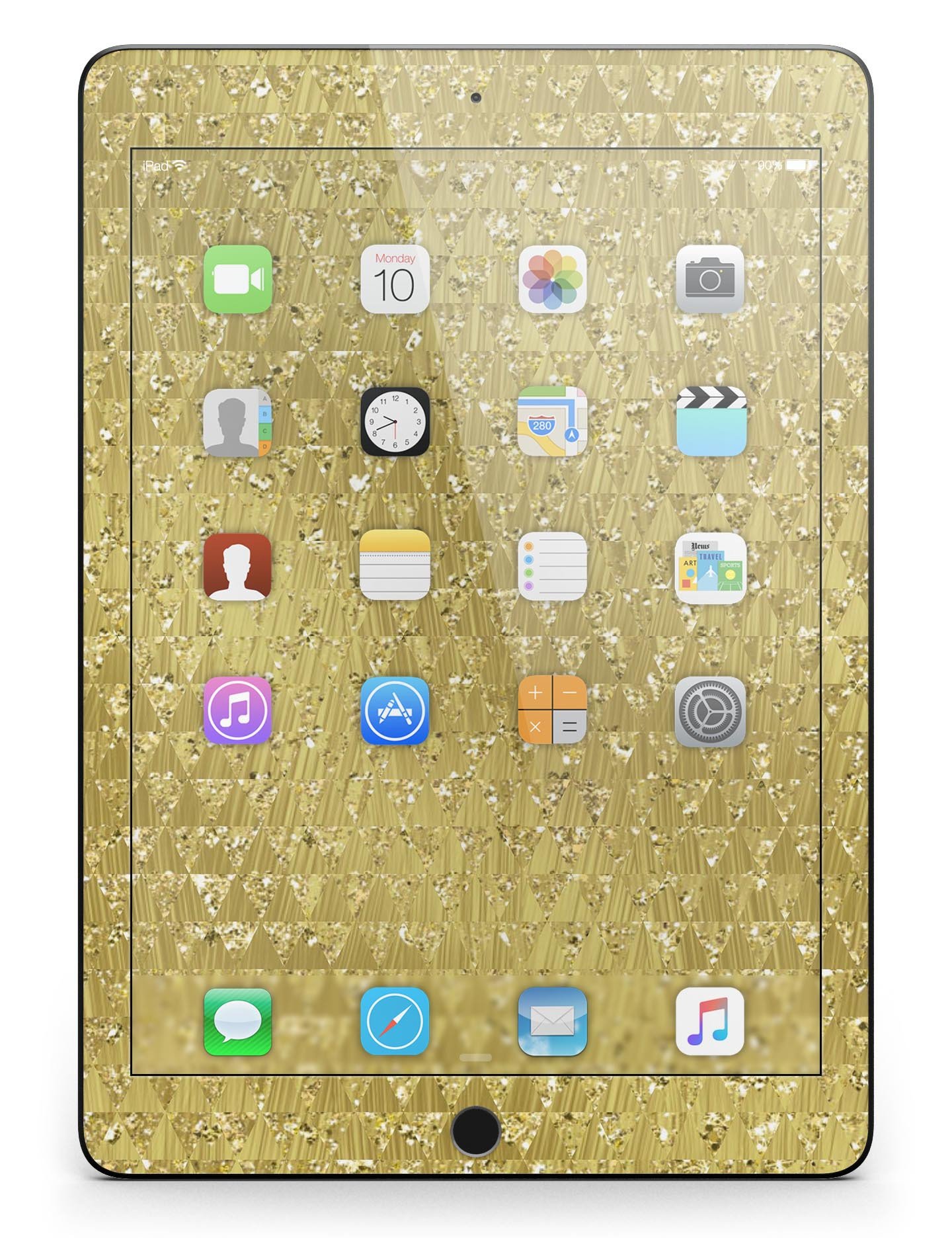 Golden Triangle Glimmer Pattern Full Body Skin for iPad Pro, showcasing vibrant geometric design and premium vinyl material.