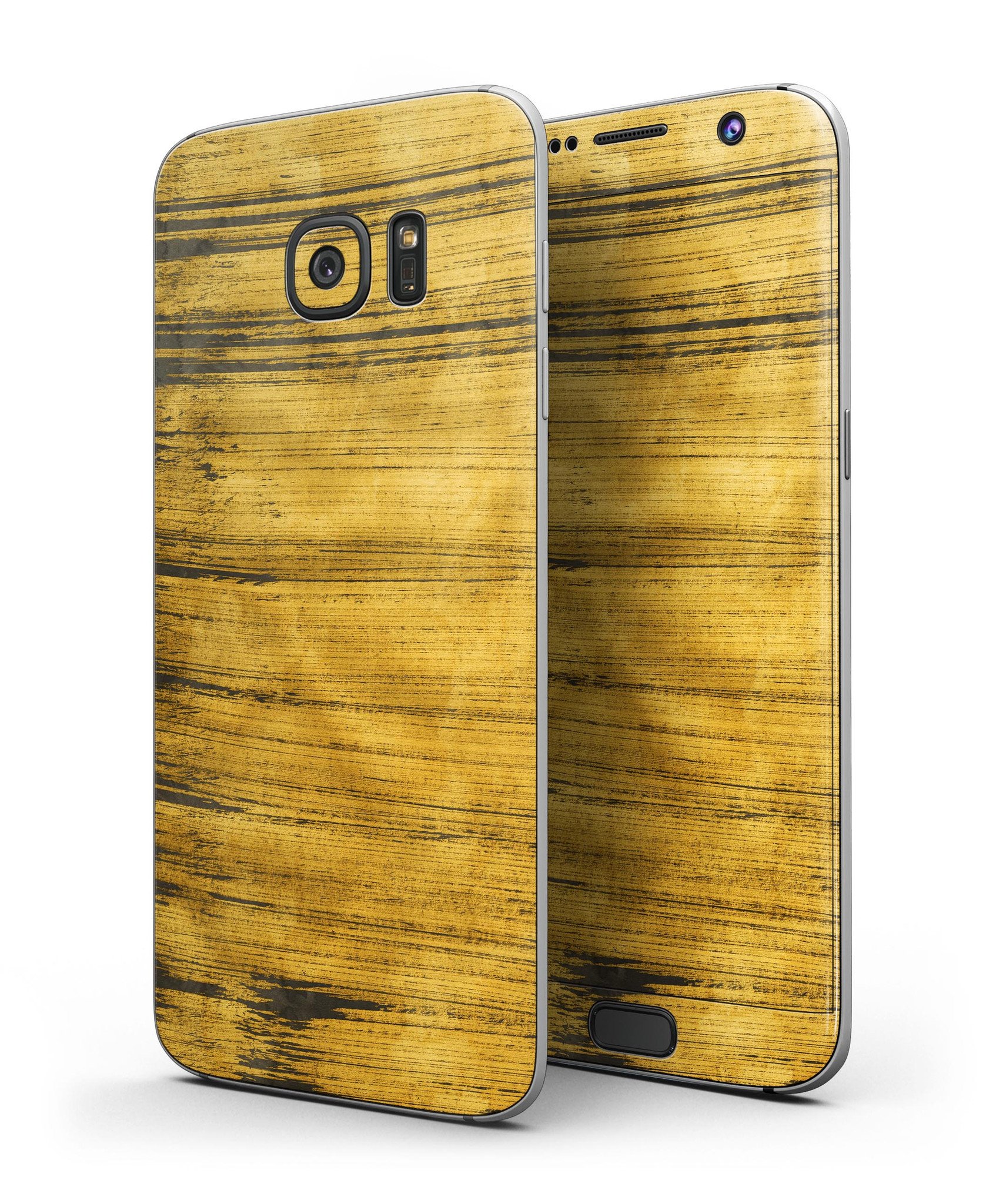 Golden Wheat Lines Full Body Skin-Kit for Samsung Galaxy S7, showcasing its stylish design and premium vinyl material.