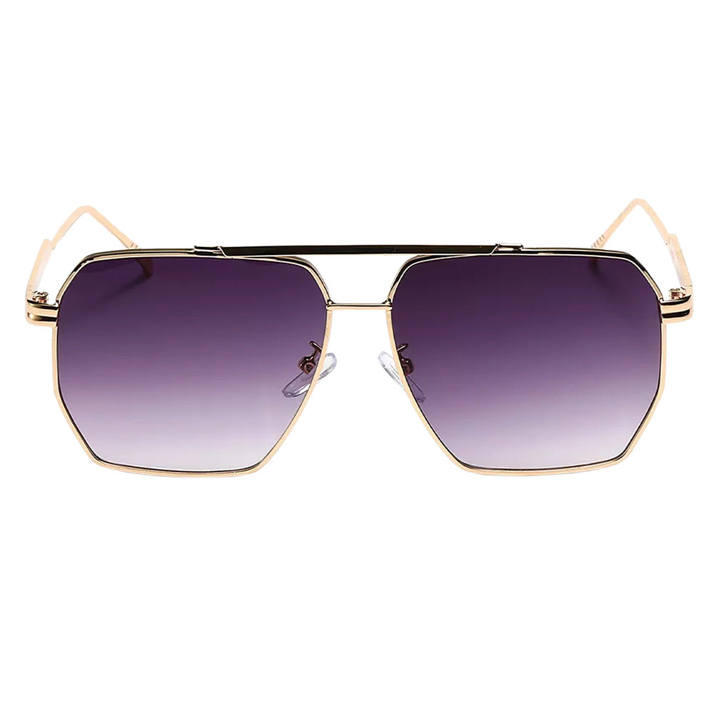 Goldie polarized sunglasses featuring a square aviator frame with sleek metal temples and comfortable nose pads.