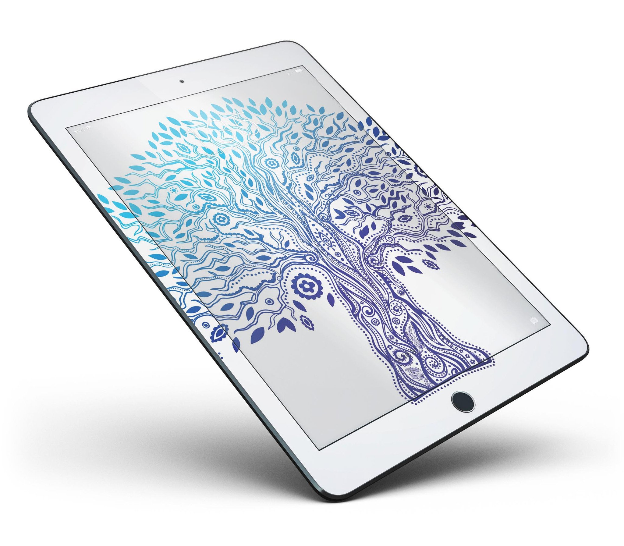 Gradiated Tree of Life Full Body Skin for iPad Pro, showcasing vibrant colors and intricate design on a sleek device.