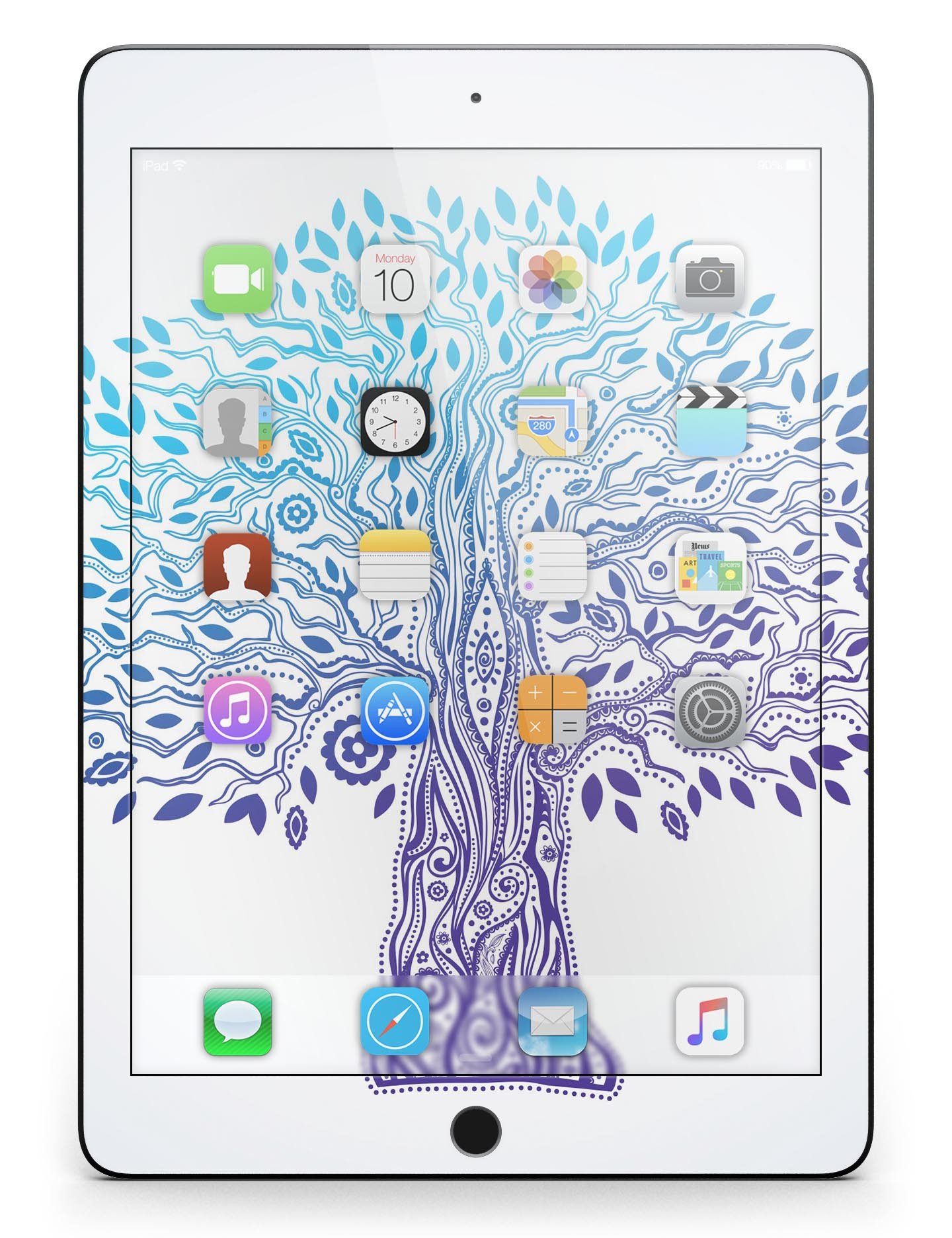 Gradiated Tree of Life Full Body Skin for iPad Pro, showcasing vibrant colors and intricate design on a sleek device.