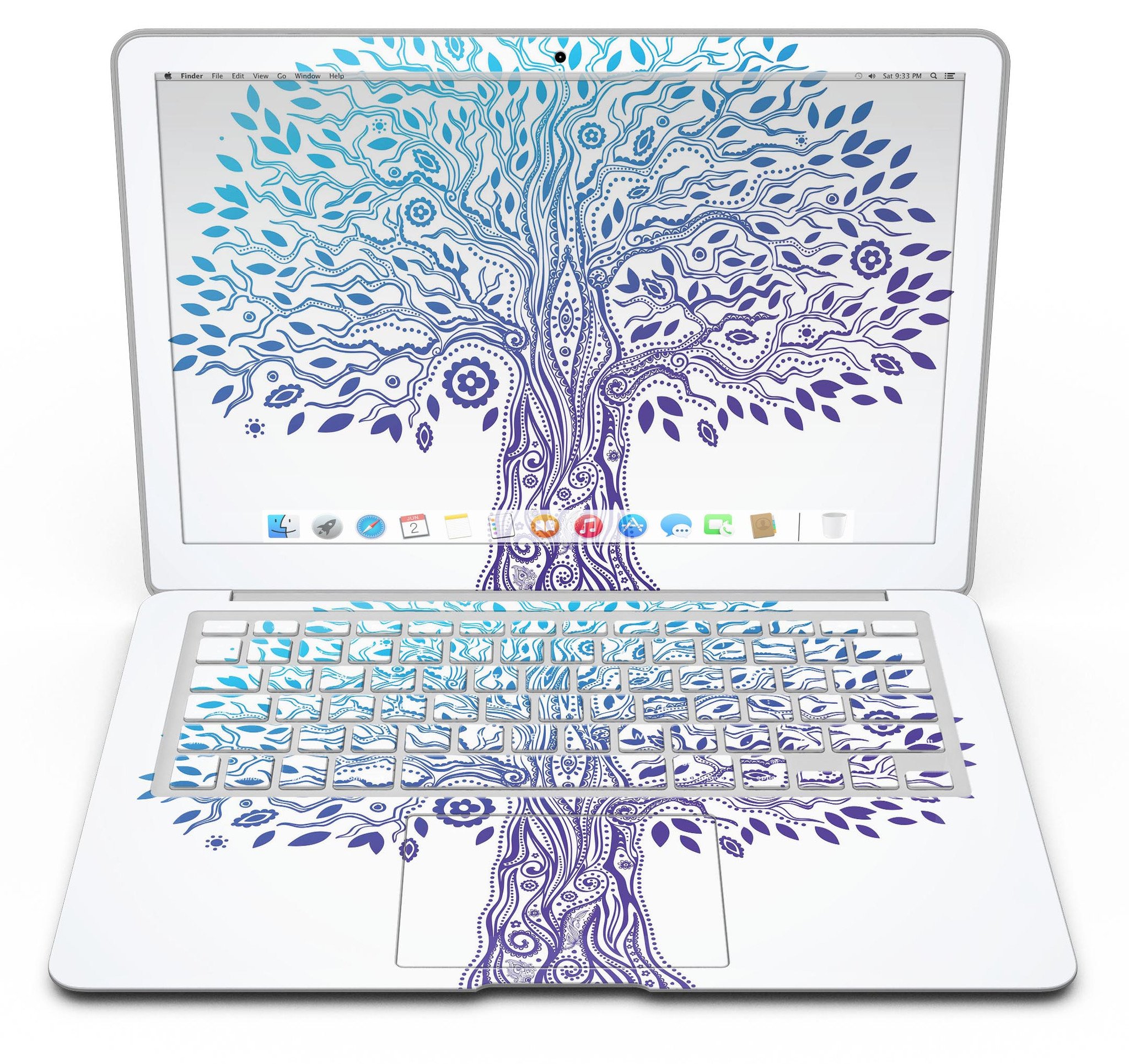 Gradiated Tree of Life MacBook Air Skin Kit showcasing vibrant colors and sleek design on a MacBook Air.