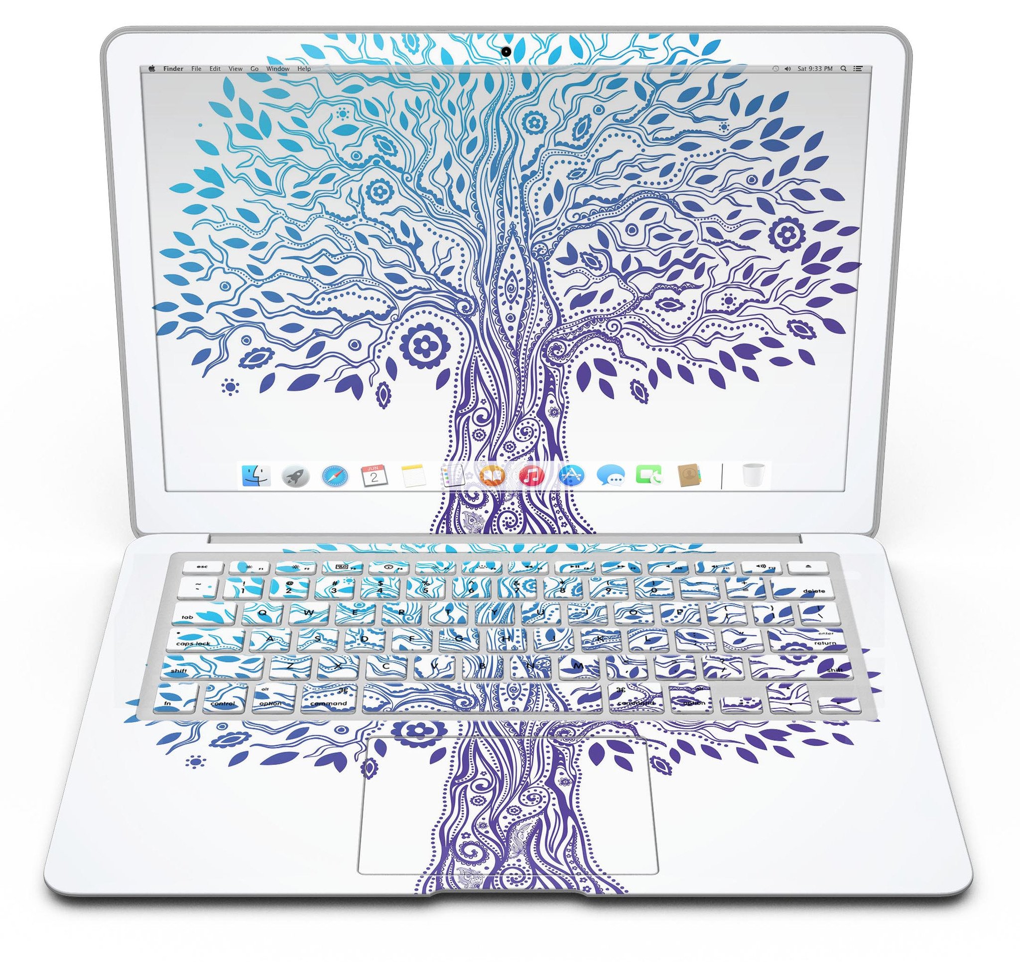 Gradiated Tree of Life MacBook Air Skin Kit showcasing vibrant colors and sleek design on a MacBook Air.