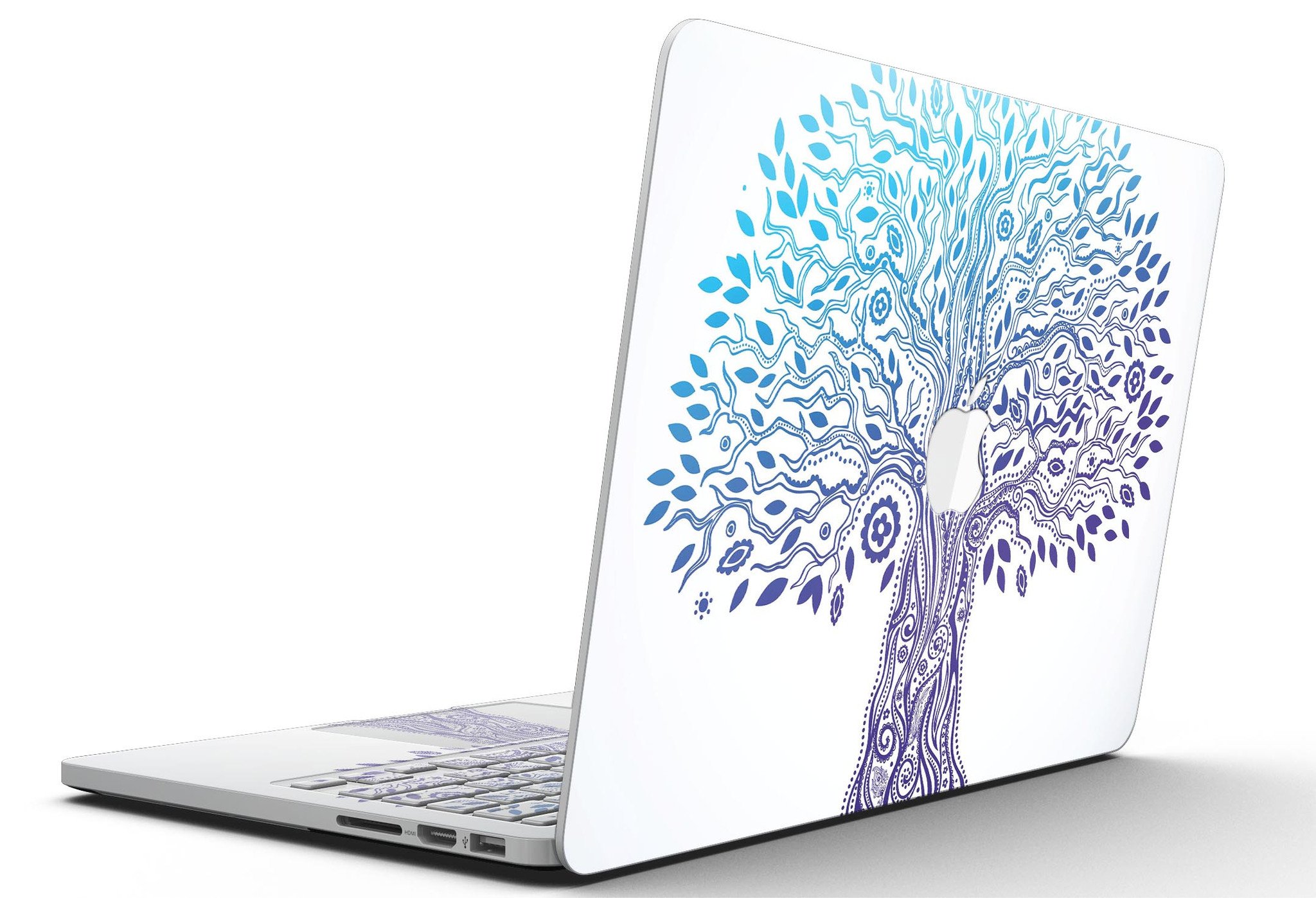 Gradiated Tree of Life skin for MacBook Pro with Retina Display, showcasing vibrant colors and intricate design.