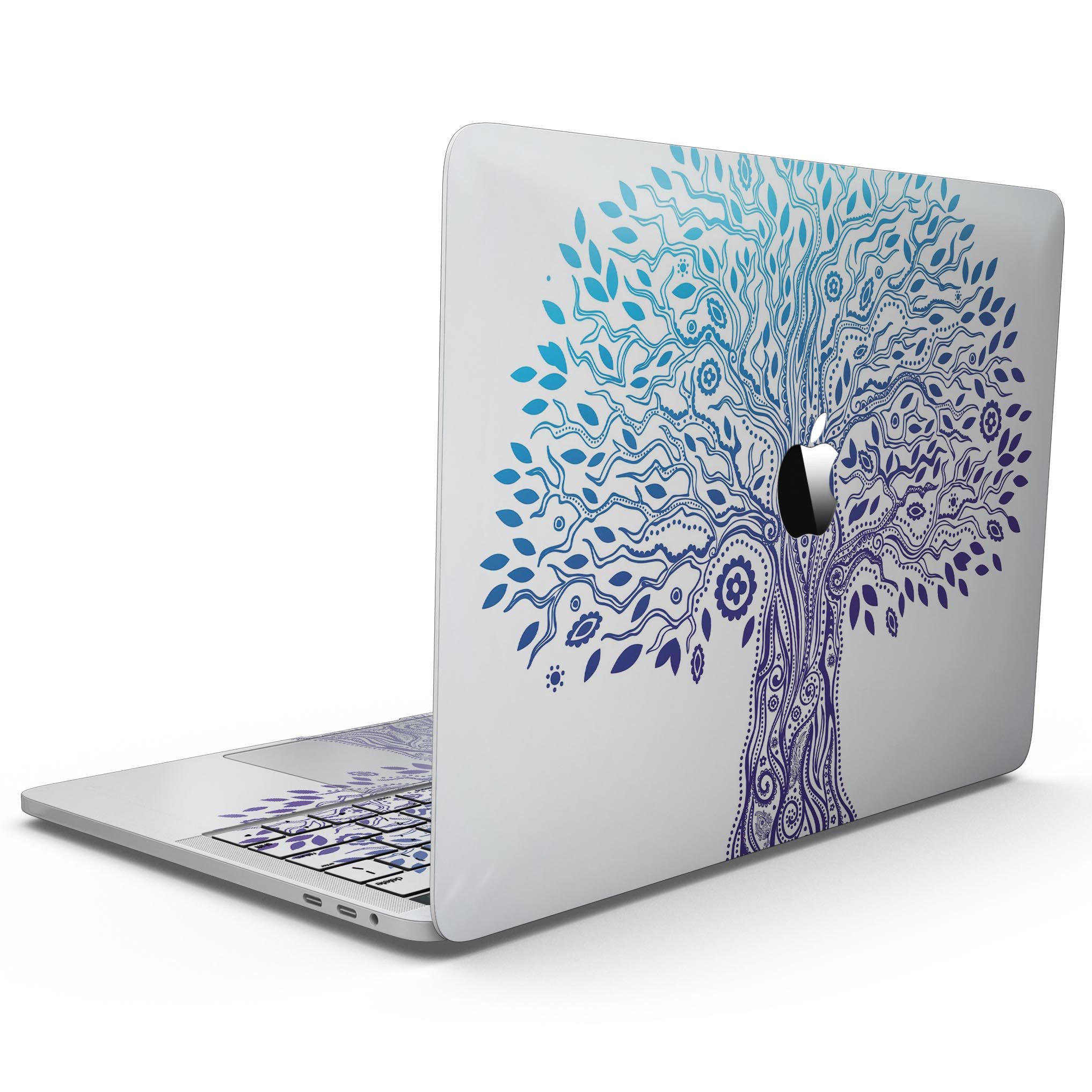 Gradiated Tree of Life skin kit for MacBook Pro with Touch Bar, showcasing vibrant colors and intricate design.