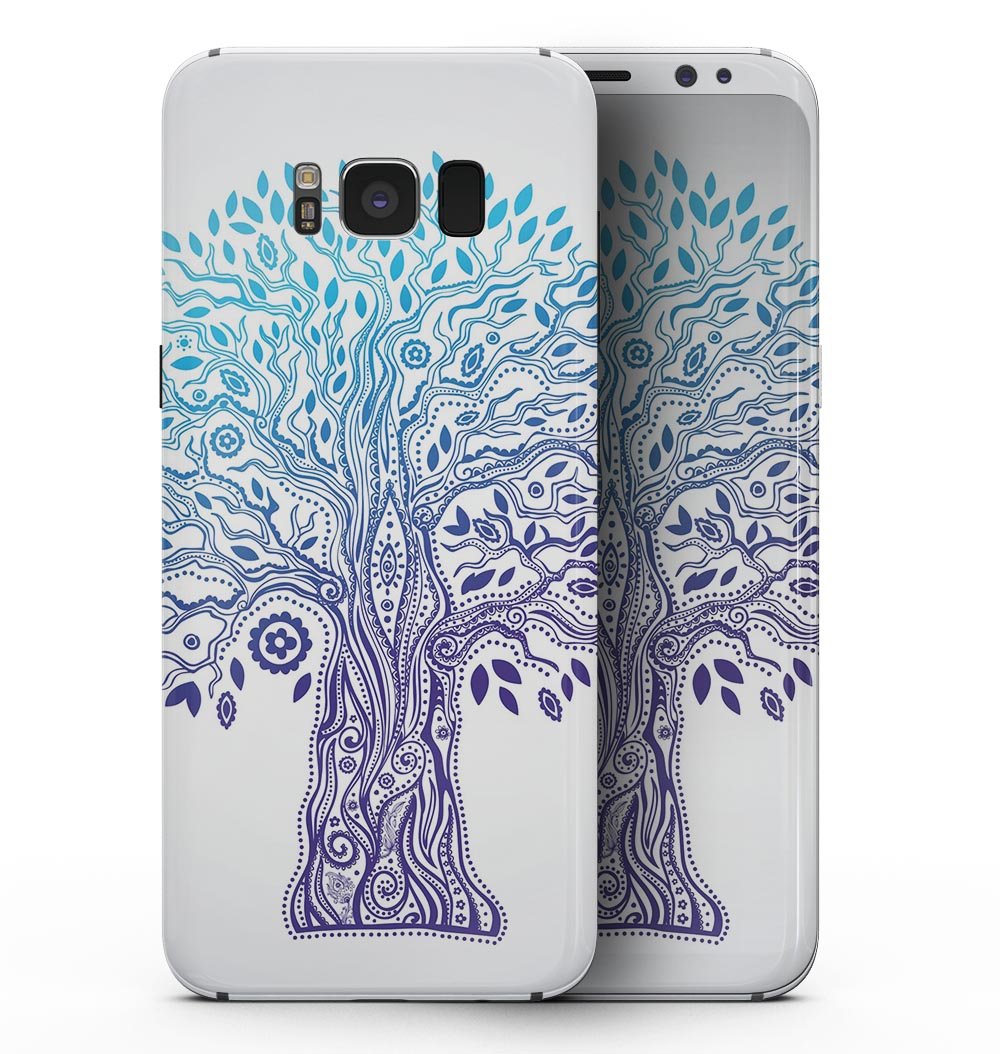 Gradiated Tree of Life skin kit for Samsung Galaxy S8, showcasing vibrant colors and intricate design on a sleek device.