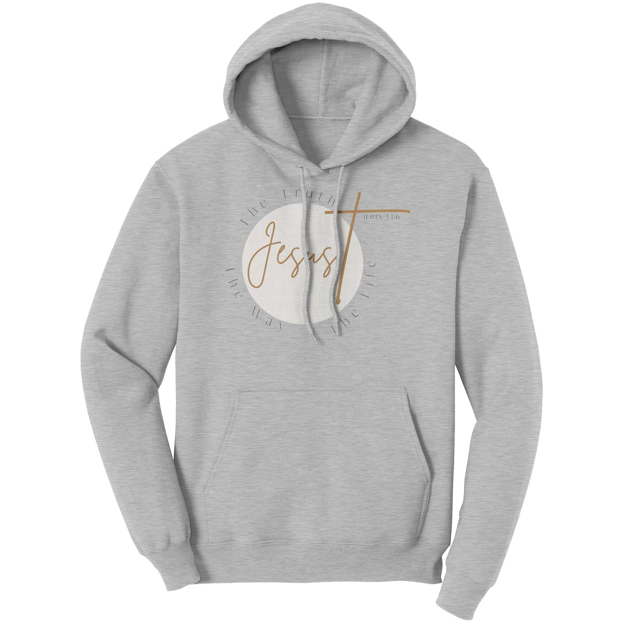 Unisex Graphic Hoodie featuring 'Jesus the Truth the Way the Life' design, made from soft cotton fleece.