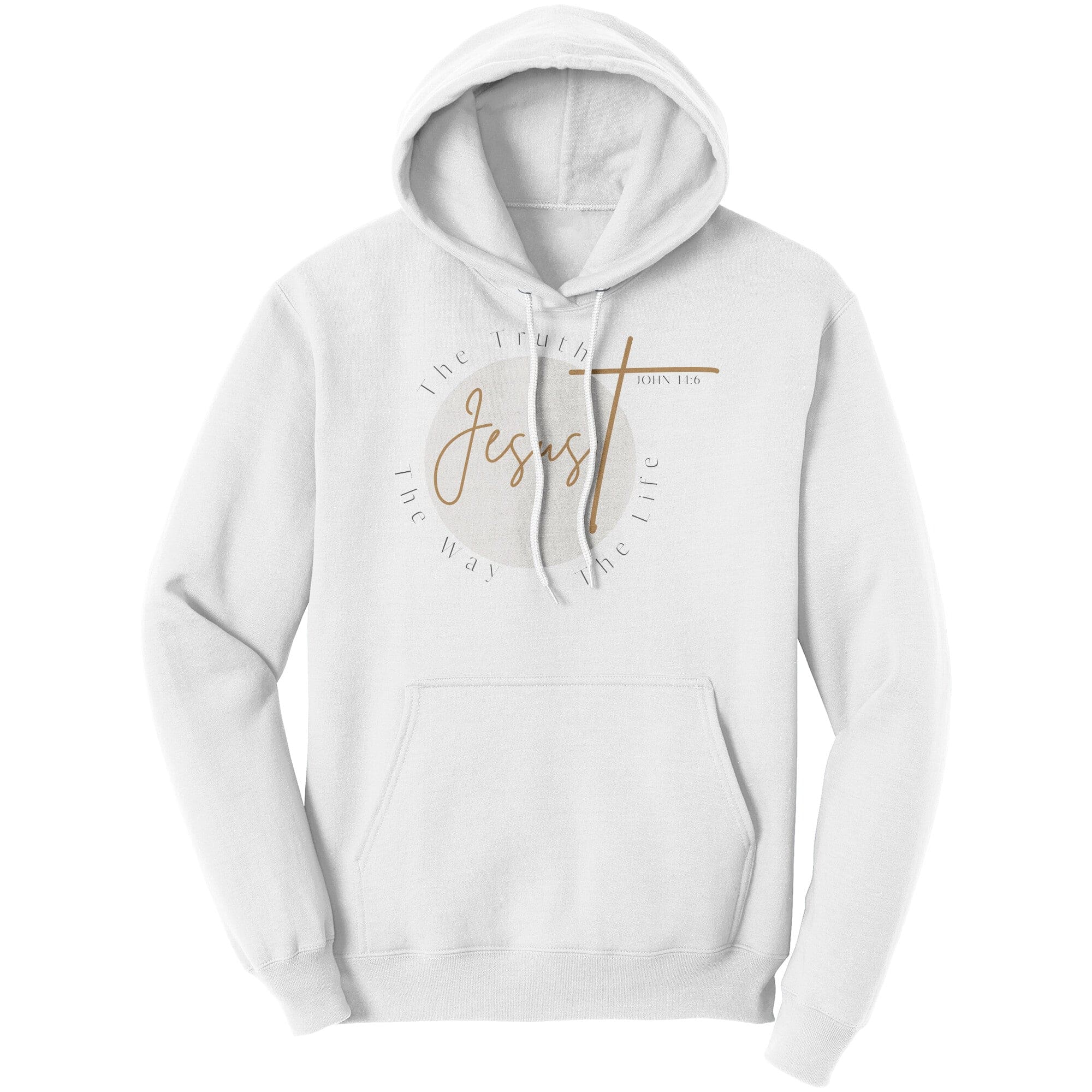 Unisex Graphic Hoodie featuring 'Jesus the Truth the Way the Life' design, made from soft cotton fleece.