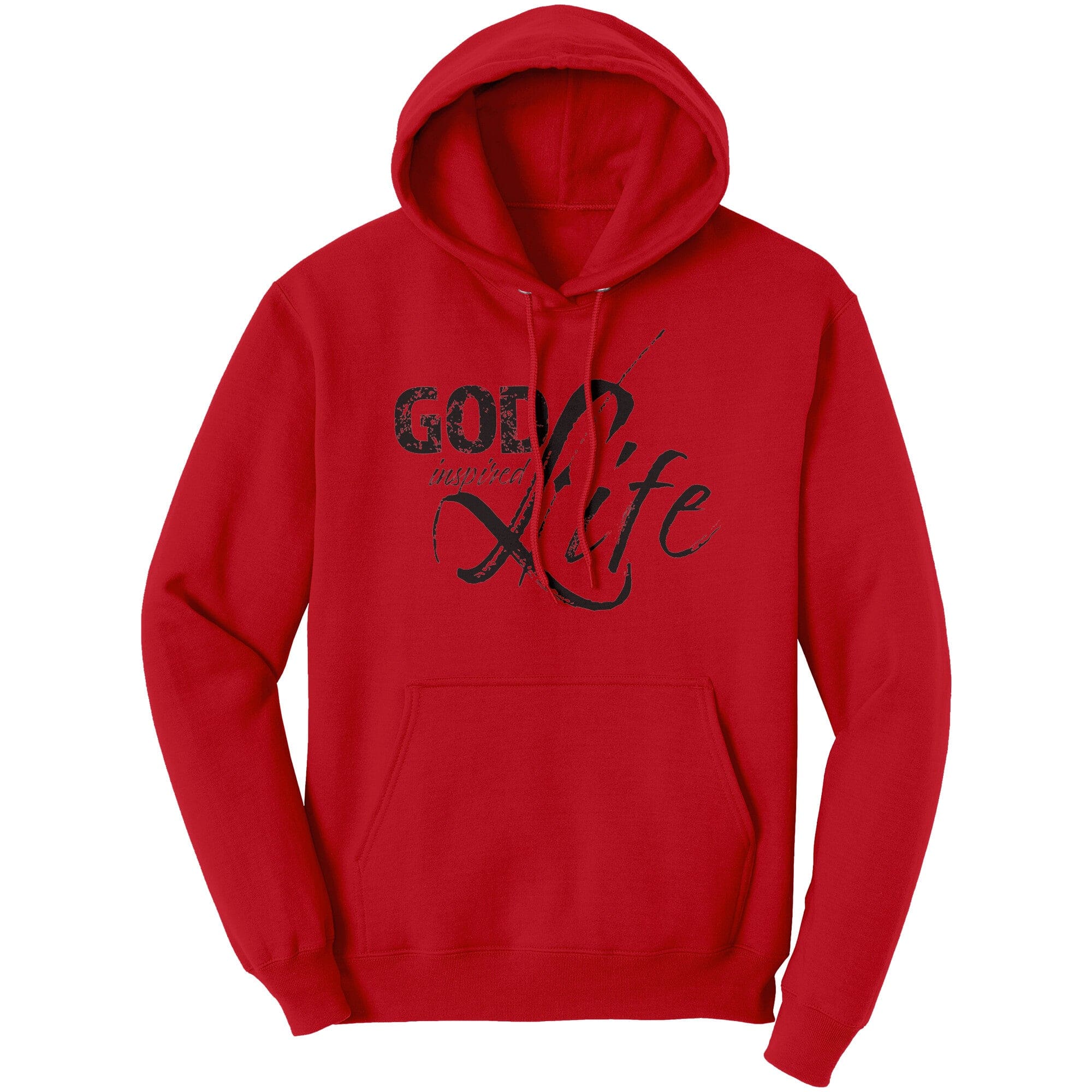 A cozy Graphic Hoodie Sweatshirt featuring the God Inspired Life design, made from soft cotton fleece with spandex for a comfortable fit.