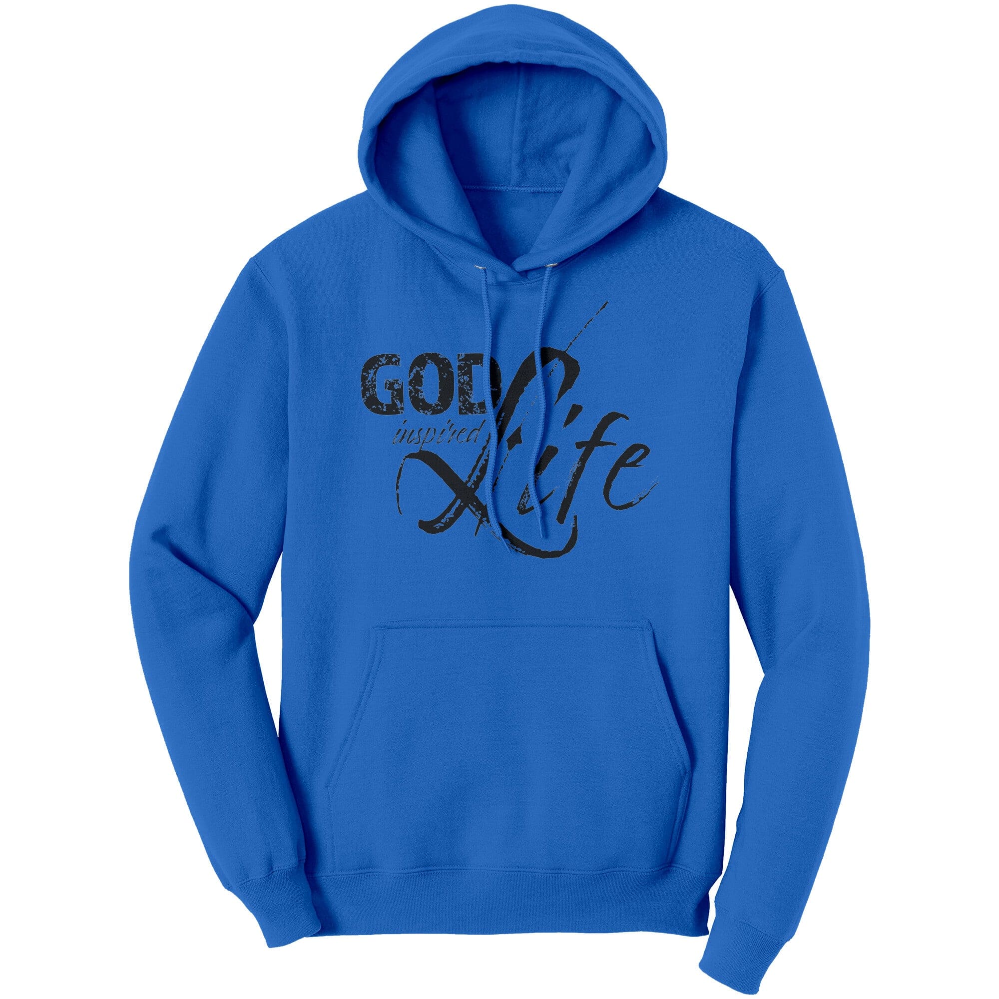 A cozy Graphic Hoodie Sweatshirt featuring the God Inspired Life design, made from soft cotton fleece with spandex for a comfortable fit.