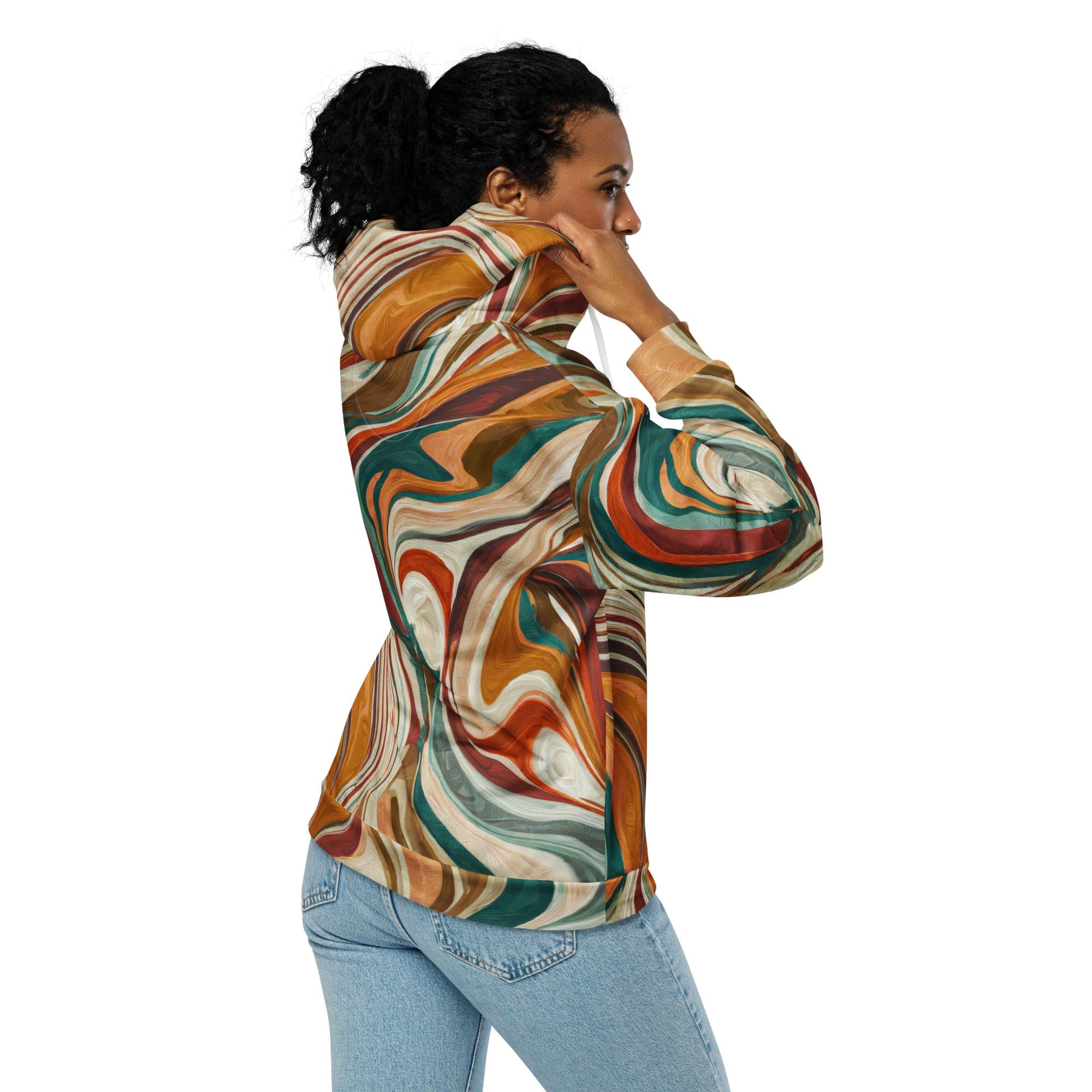 Graphic Zip Hoodie Marble Print 17163 featuring a stylish marble design, soft fabric, and a relaxed fit with drop shoulders.