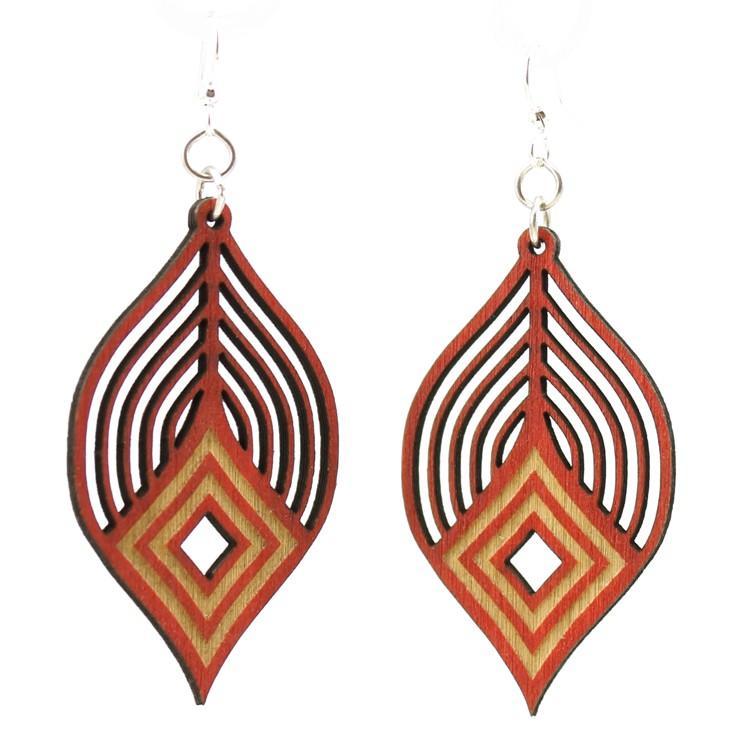 Stylish GRATITUDE! Earrings made from sustainably sourced wood, featuring a vibrant Cherry Red color and silver-finished hypoallergenic ear wires.