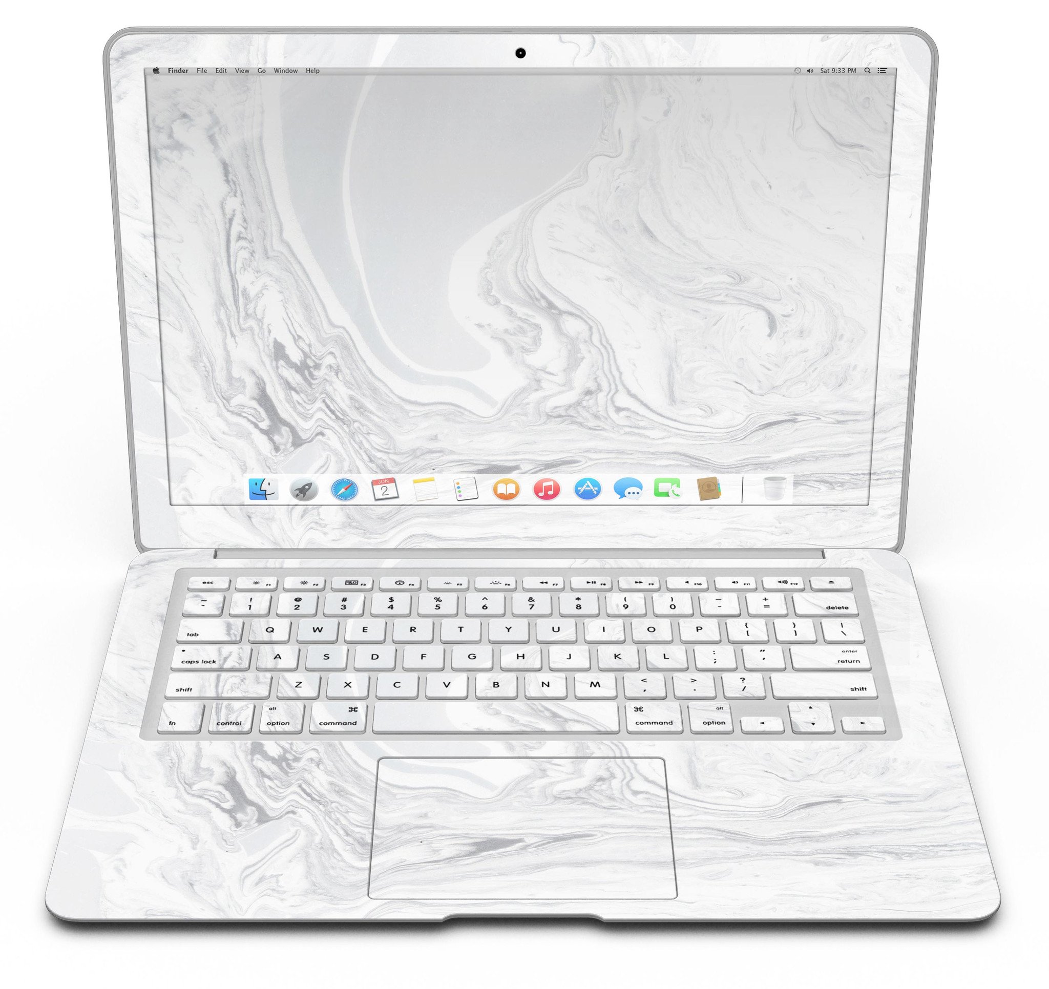 Gray 11 Textured Marble Skin Kit for MacBook Air, showcasing a stylish marble design that enhances device appearance and provides protection.