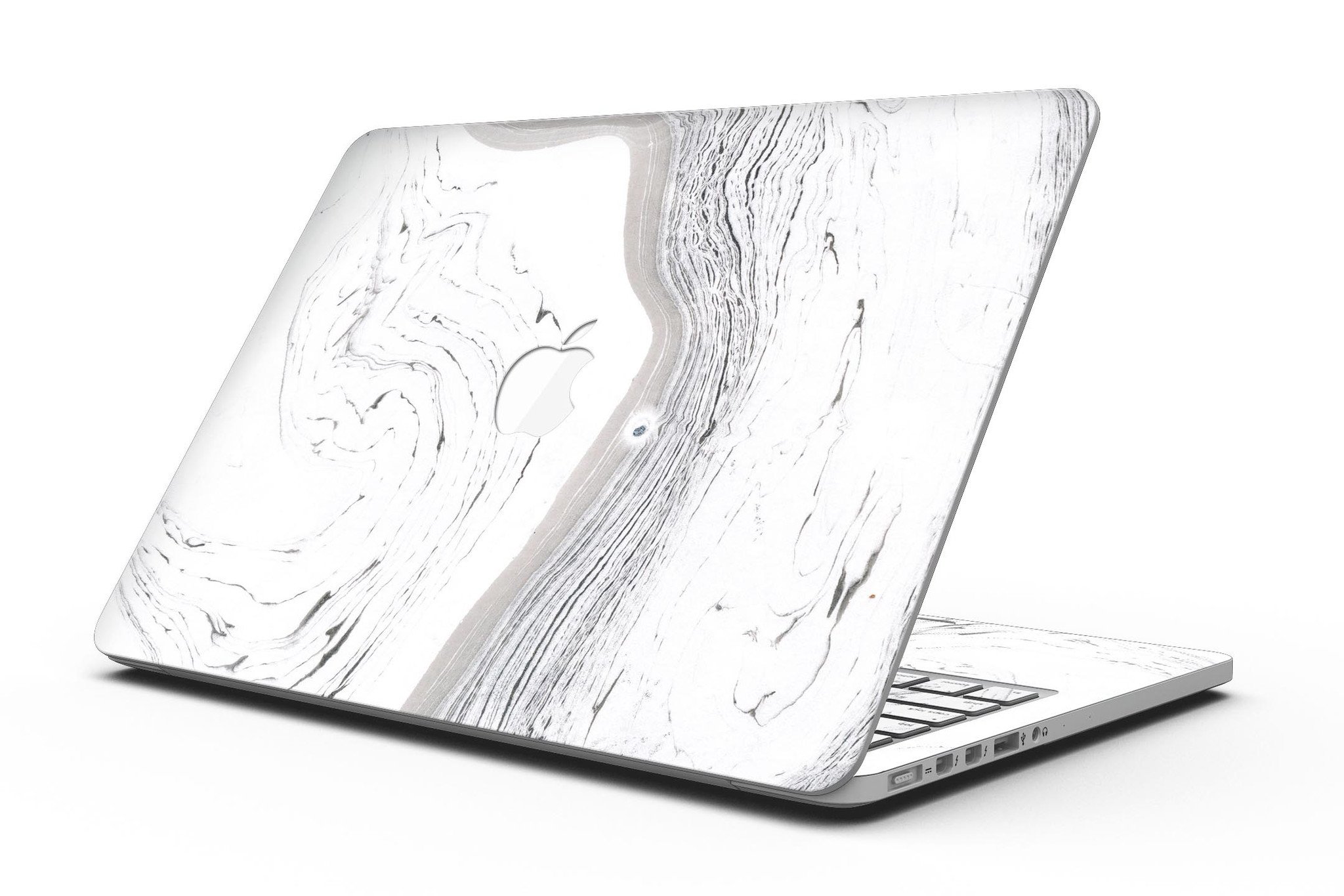 Gray 47 Textured Marble skin applied to a MacBook Pro with Retina Display, showcasing its stylish design and premium finish.