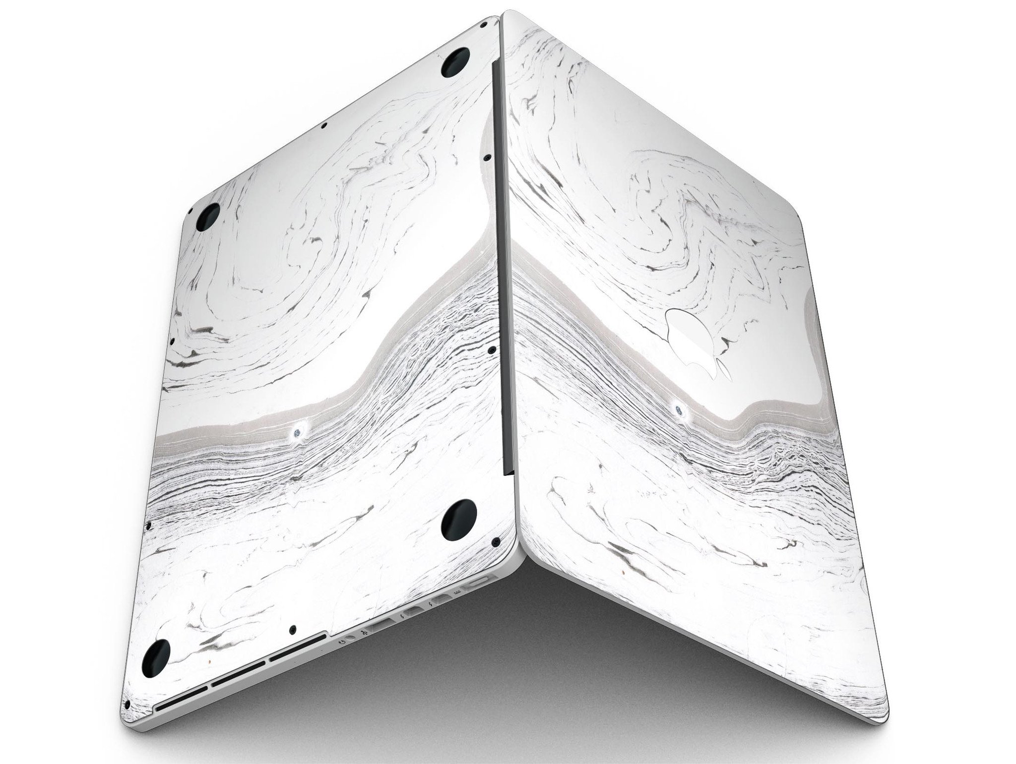 Gray 47 Textured Marble skin applied to a MacBook Pro with Retina Display, showcasing its stylish design and premium finish.