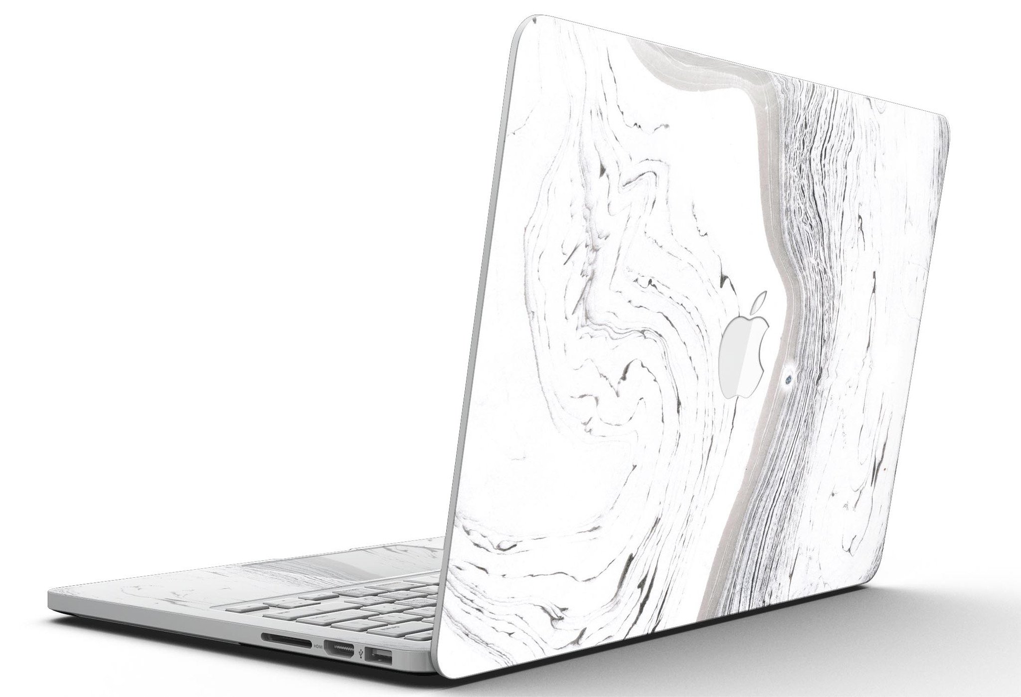 Gray 47 Textured Marble skin applied to a MacBook Pro with Retina Display, showcasing its stylish design and premium finish.