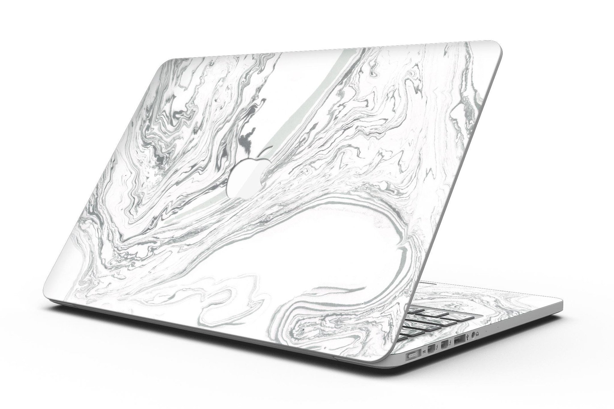 Gray 50 Textured Marble skin for MacBook Pro with Retina Display, showcasing a stylish design that protects the device.