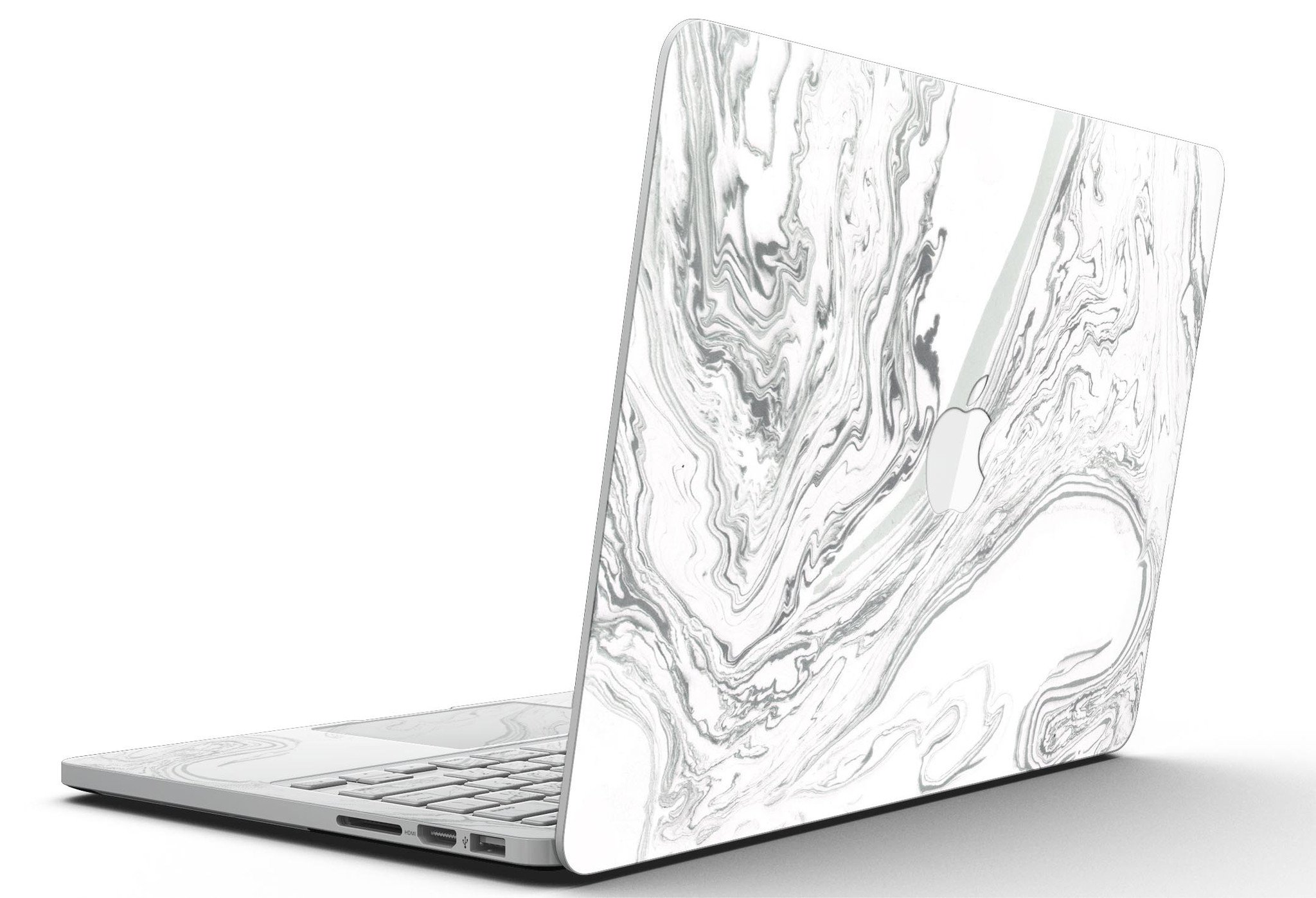 Gray 50 Textured Marble skin for MacBook Pro with Retina Display, showcasing a stylish design that protects the device.