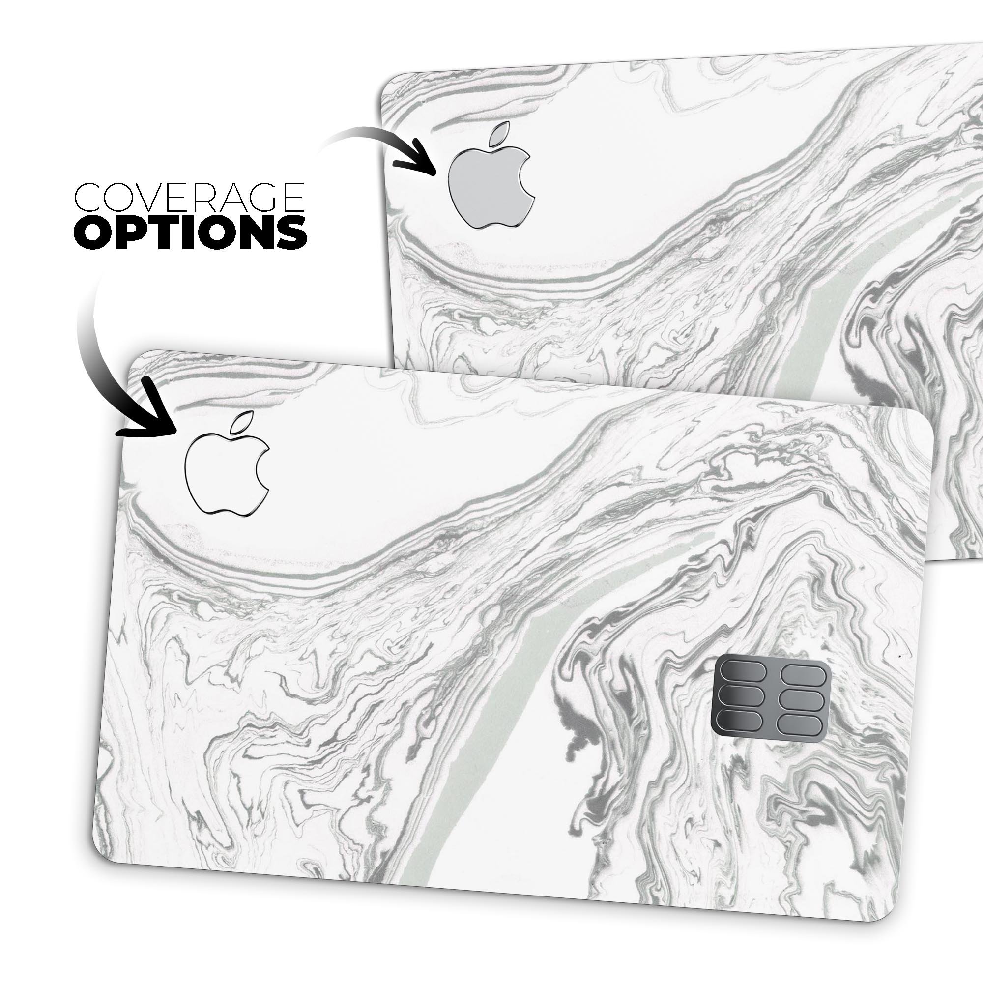 Gray 50 Textured Marble skin decal for Apple Card, showcasing its premium design and protective features.