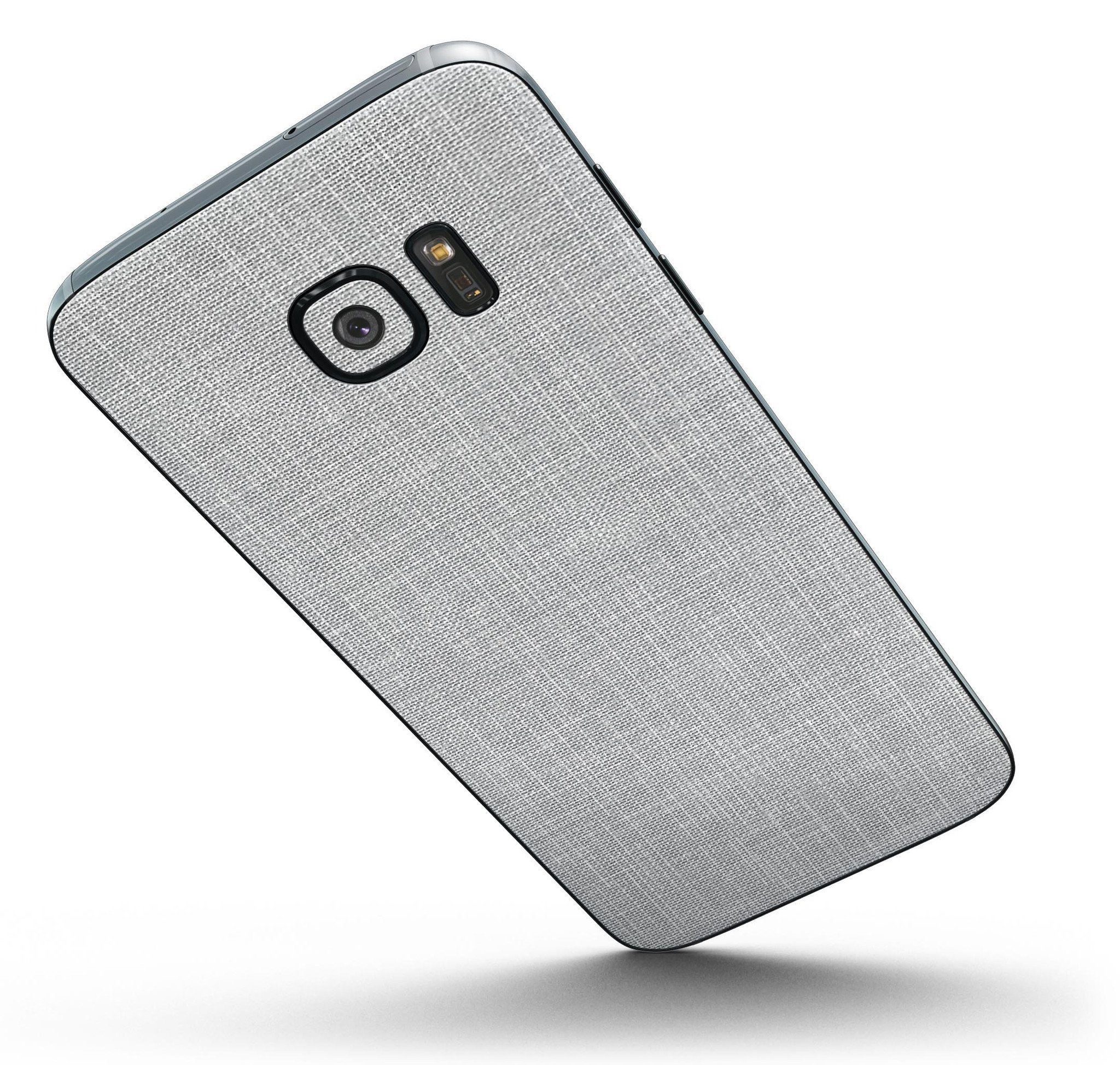 Gray and White Scratched Fabric Skin-Kit for Samsung Galaxy S7/S7 Edge, showcasing its stylish design and premium vinyl material.