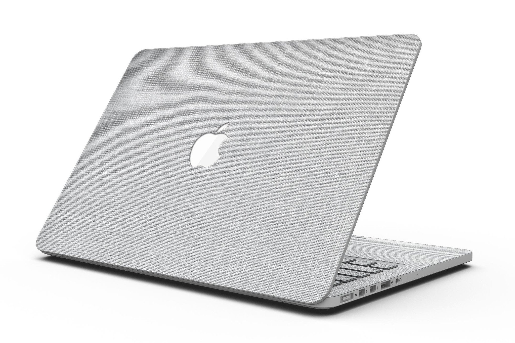 Gray and White Scratched Fabric skin for MacBook Pro with Retina Display, showcasing a stylish design that protects the device.