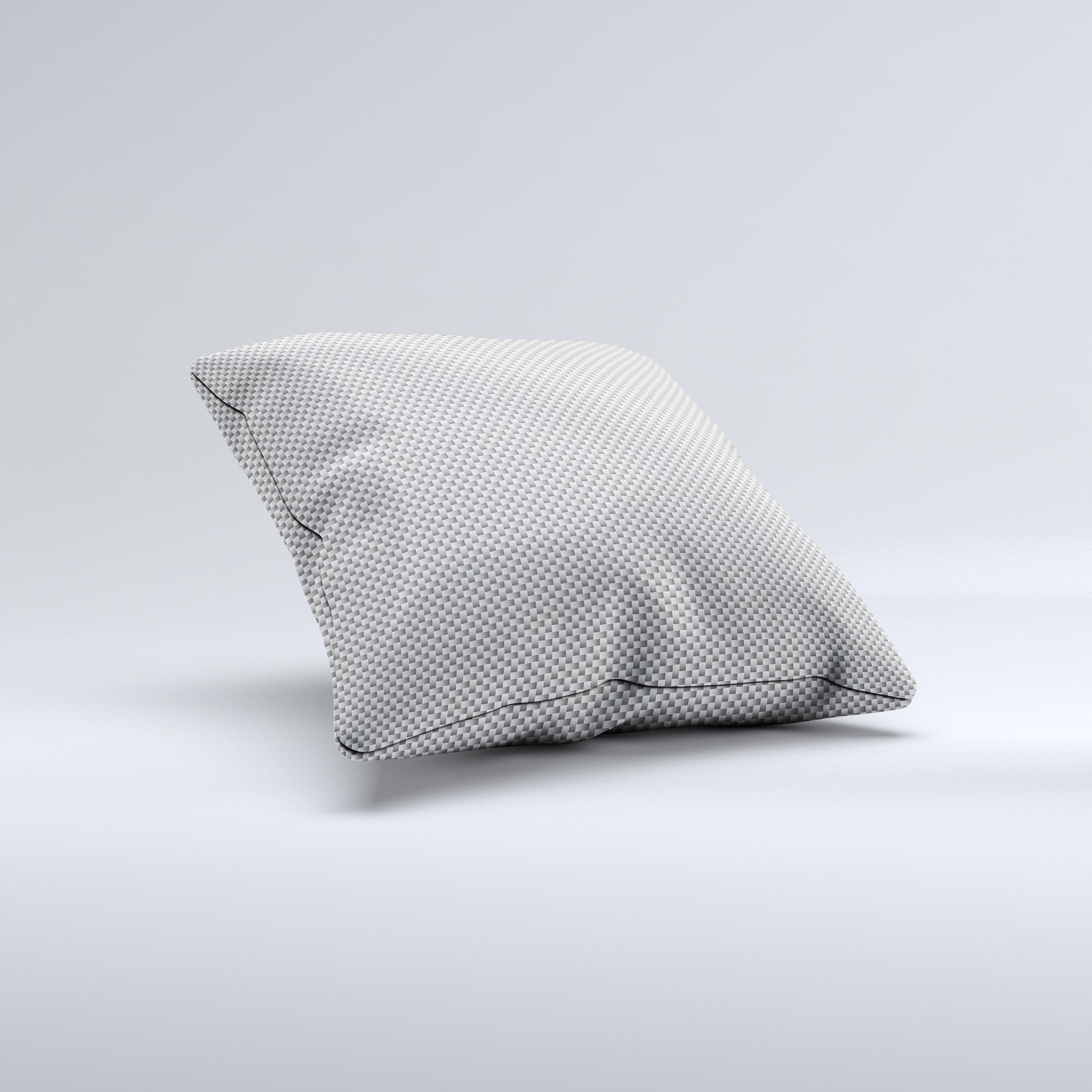 Gray decorative throw pillow with carbon fiber pattern, showcasing unique handmade design and high-quality fabric.