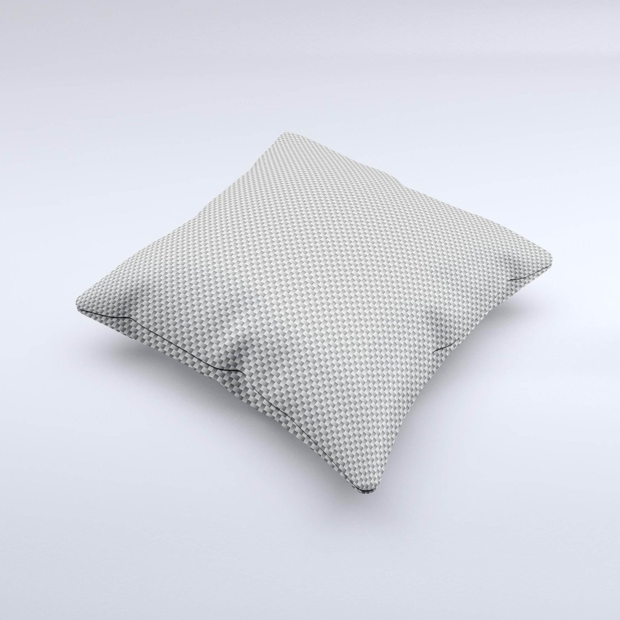 Gray decorative throw pillow with carbon fiber pattern, showcasing unique handmade design and high-quality fabric.