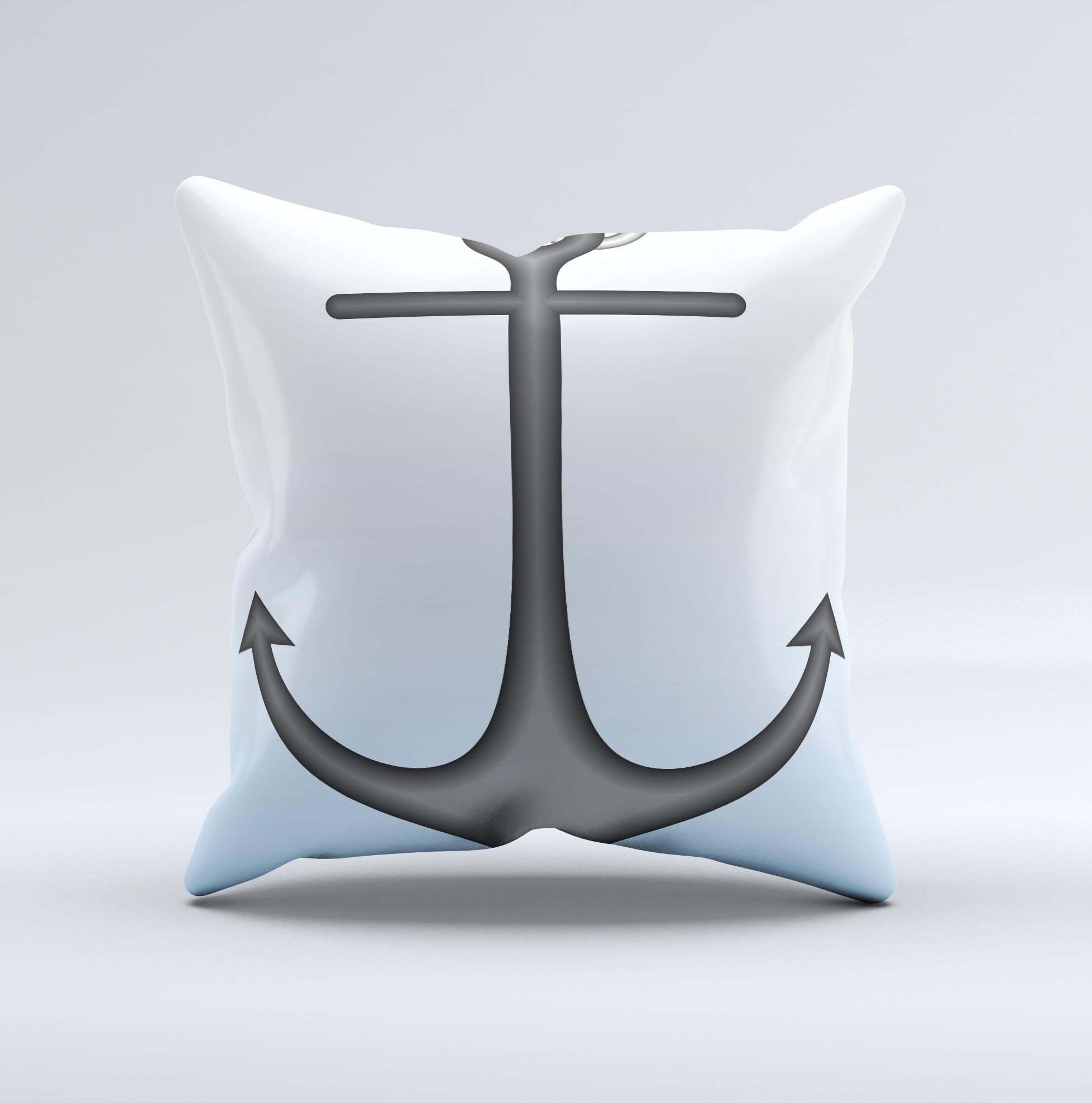 Gray Chained Anchor ink-Fuzed Decorative Throw Pillow featuring a unique nautical design, handmade in Virginia with high-quality materials.