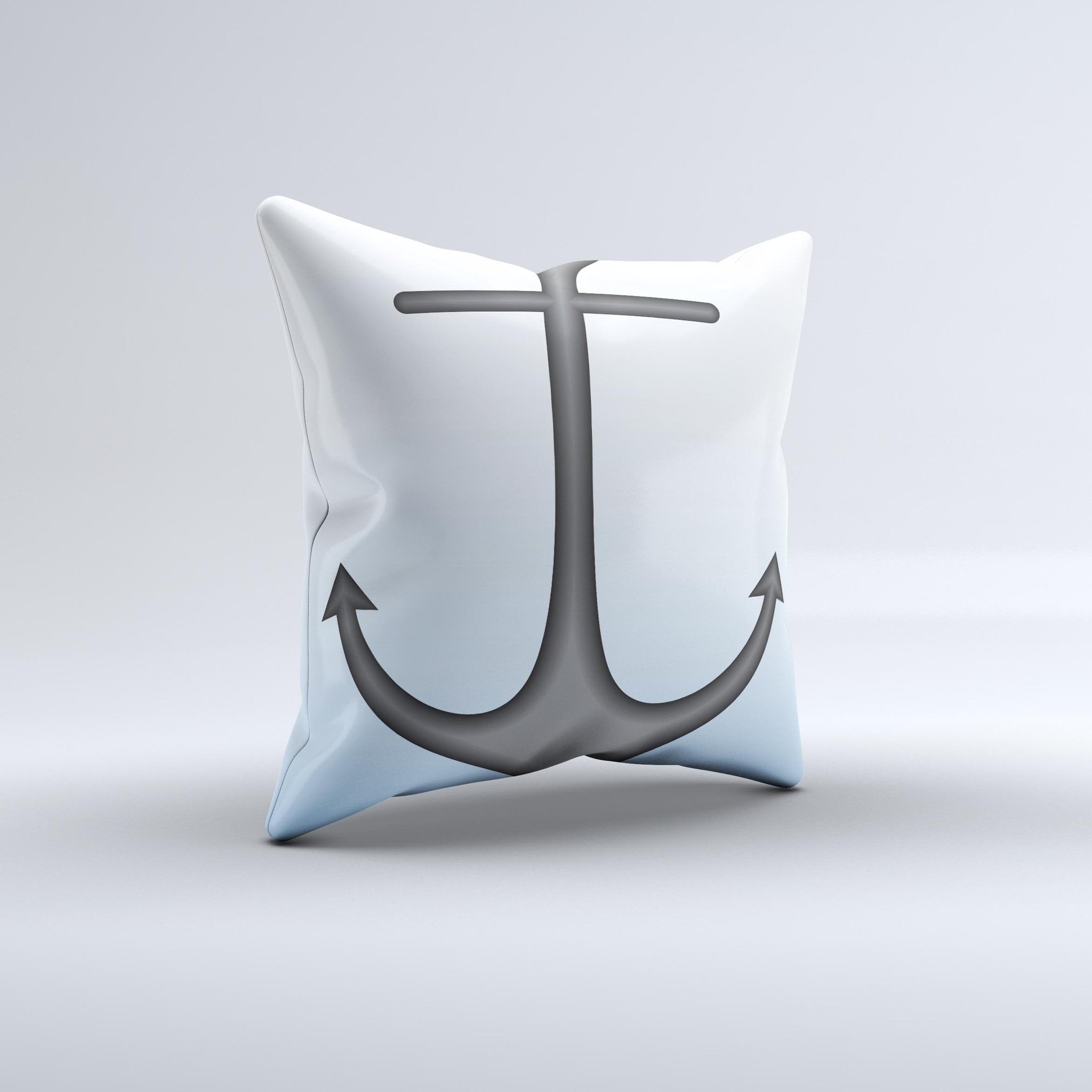 Gray Chained Anchor ink-Fuzed Decorative Throw Pillow featuring a unique nautical design, handmade in Virginia with high-quality materials.