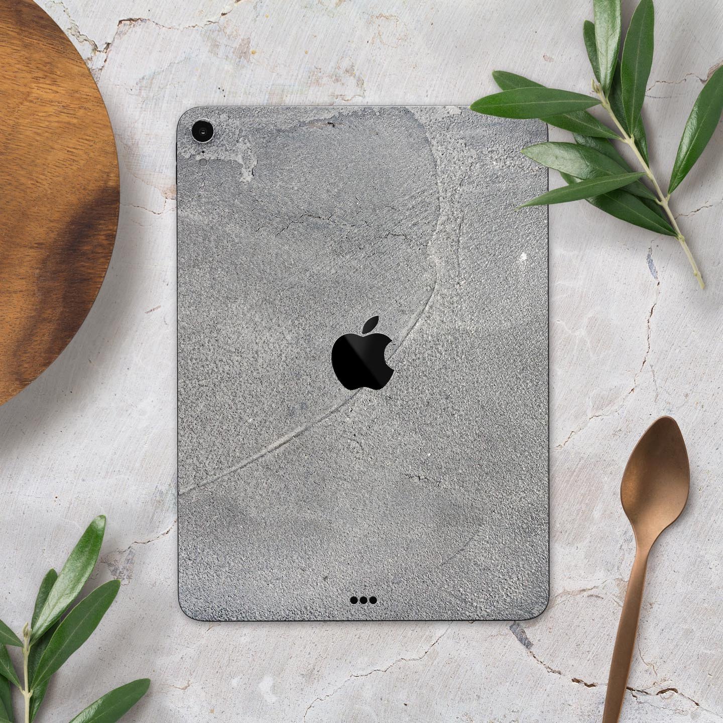 Gray Cracked Concrete Full Body Skin Decal for Apple iPad Pro, showcasing a stylish and protective design.