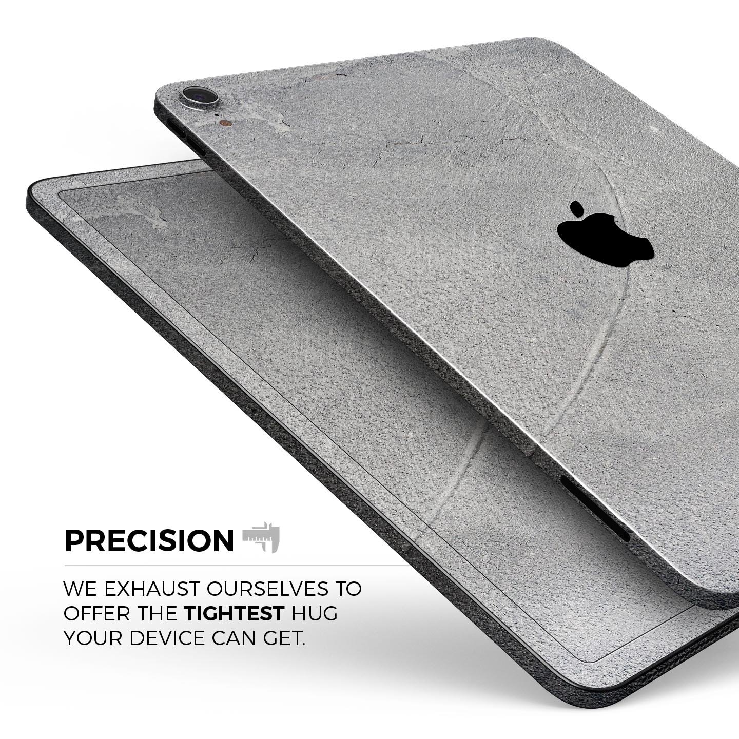 Gray Cracked Concrete Full Body Skin Decal for Apple iPad Pro, showcasing a stylish and protective design.