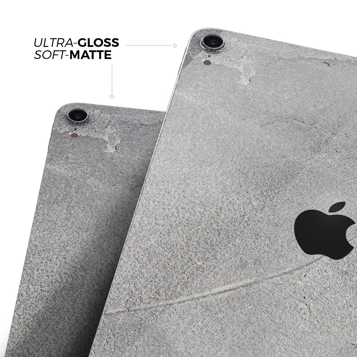 Gray Cracked Concrete Full Body Skin Decal for Apple iPad Pro, showcasing a stylish and protective design.