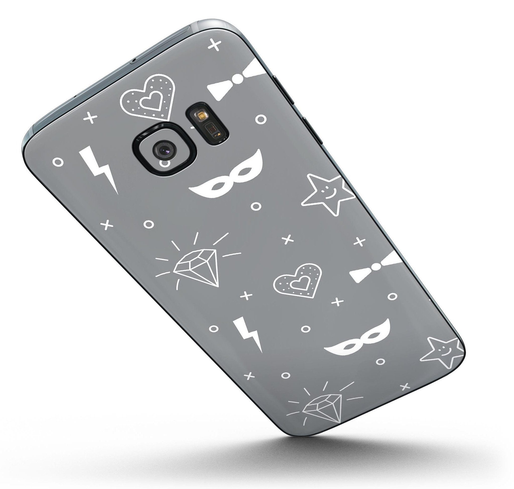 Gray Doodles with Lightning Full Body Skin-Kit for Samsung Galaxy S7/S7 Edge, showcasing vibrant design and premium vinyl material.