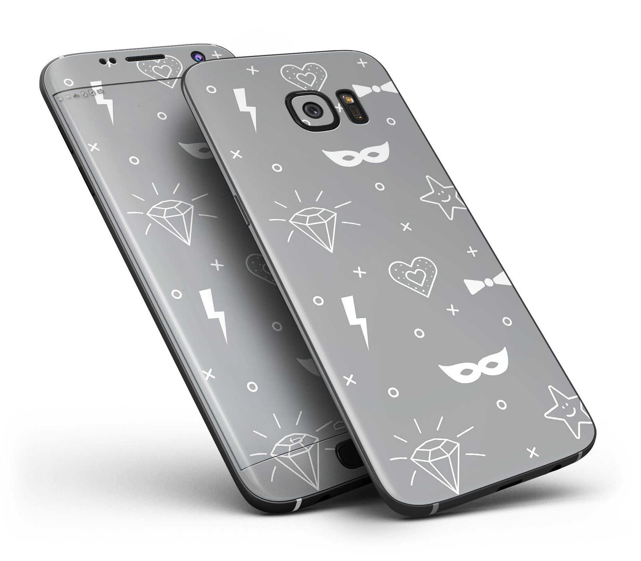 Gray Doodles with Lightning Full Body Skin-Kit for Samsung Galaxy S7/S7 Edge, showcasing vibrant design and premium vinyl material.