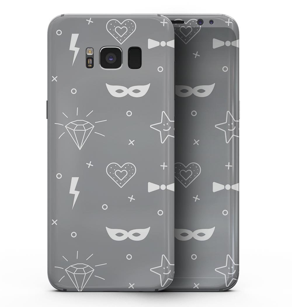 Samsung Galaxy S8 with Gray Doodles skin, showcasing vibrant design and sleek fit.