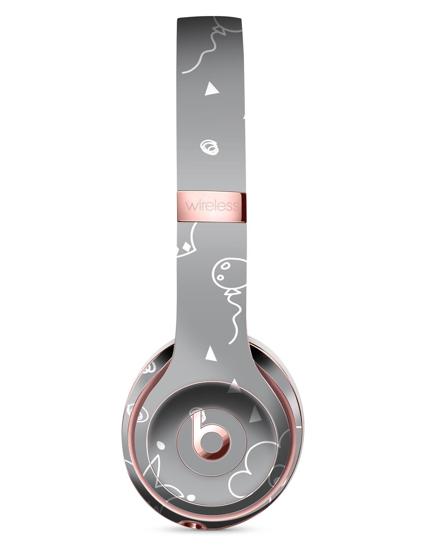 Gray Jester hat skin kit for Beats by Dre Solo 3 Wireless Headphones, showcasing vibrant colors and unique design.